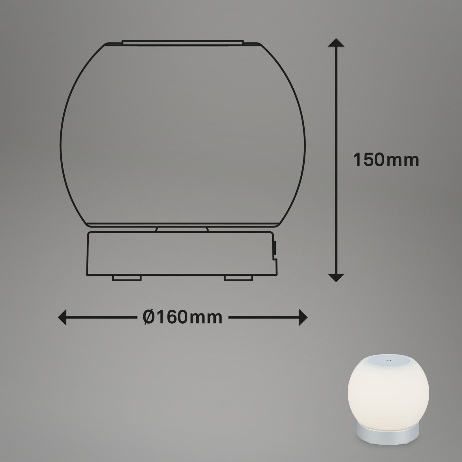 BRILO 7439-014 ///  LED bateriové stolní svítidlo, pr.16 cm, LED modul, 3W, 350 lm, matný chrom - BRILO (obrázek 8)
