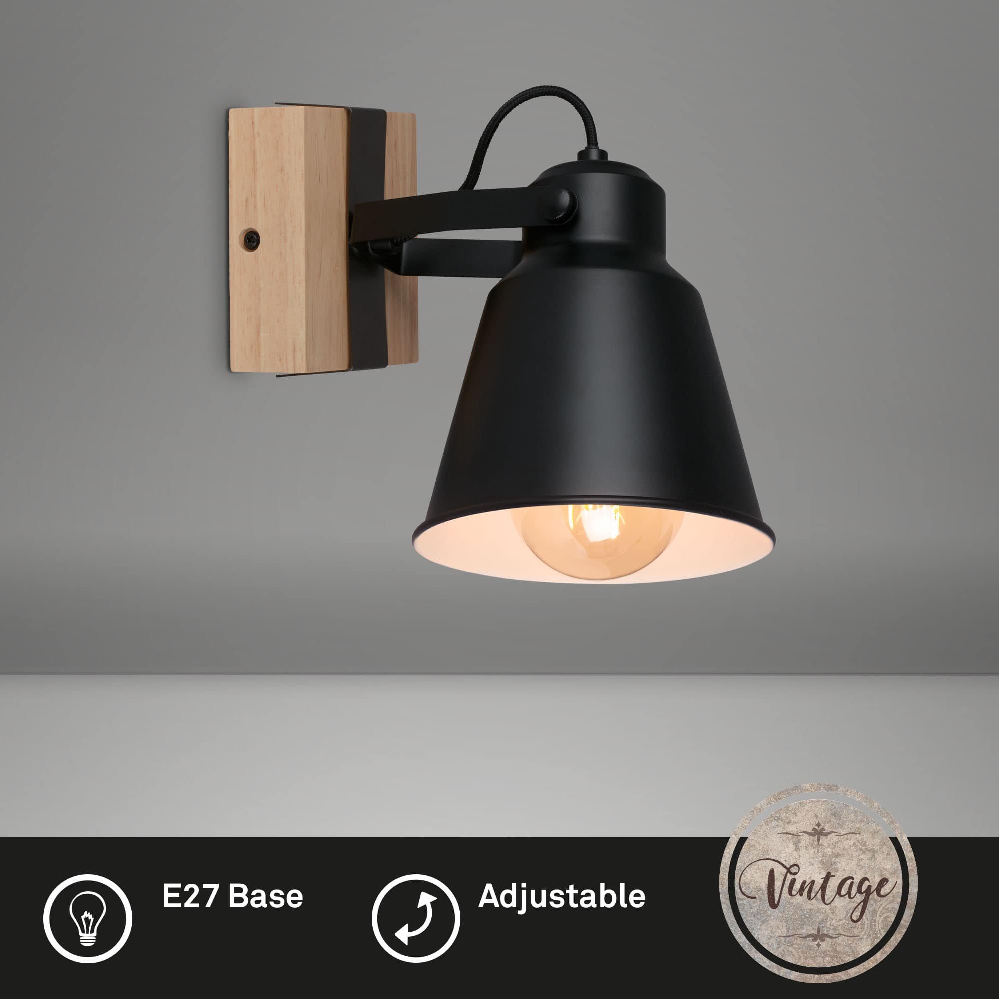 BRILO 2406-015 Bodové svítidlo 21 cm 1x E27 40W černá - BRILO (obrázek 2)