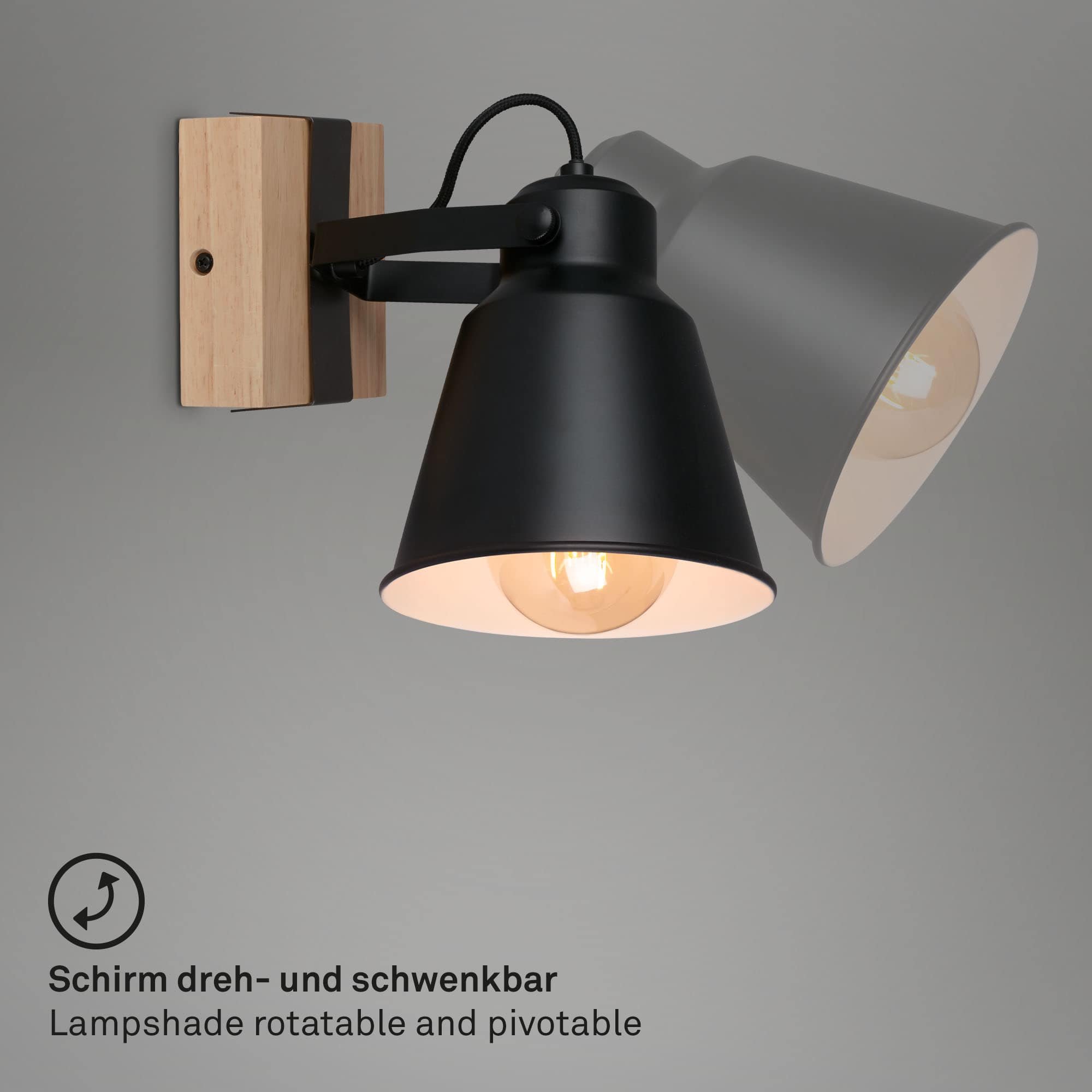 BRILO 2406-015 Bodové svítidlo 21 cm 1x E27 40W černá - BRILO (obrázek 3)