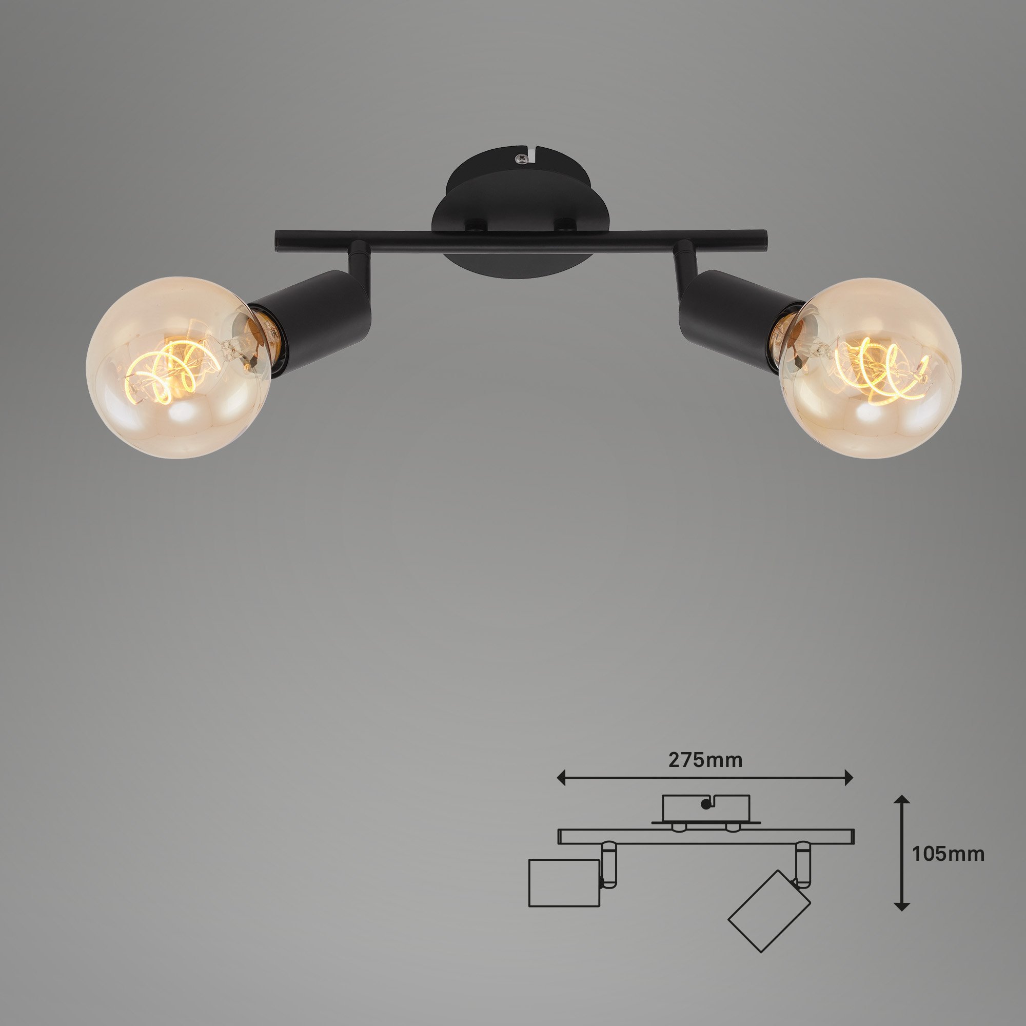 BRI 2868-025 Bodové svítidlo 27,5 cm 2x E27 60W černá - BRILONER (obrázek 6)