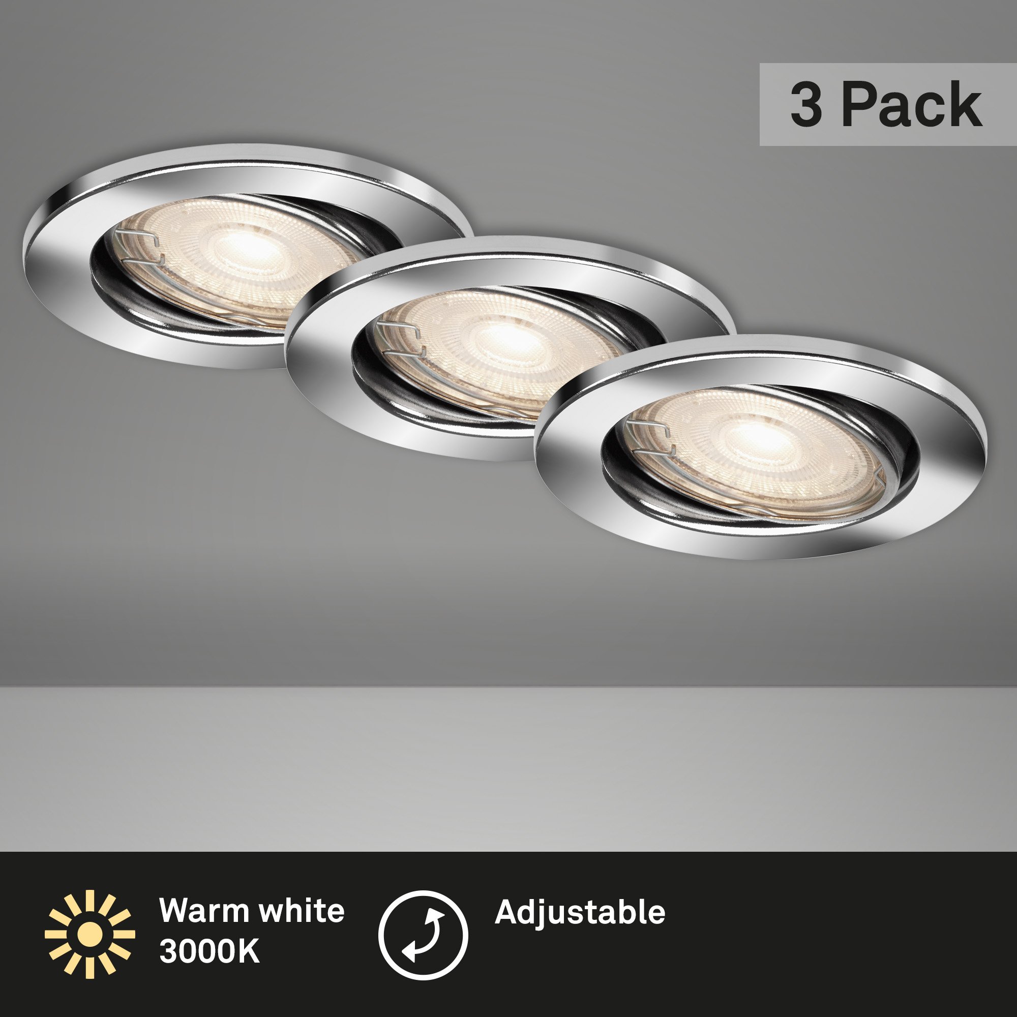 BRI 7147-038 3ks LED vestavné svítidlo, pr. 8,6 cm, 5 W, chrom - BRILONER (obrázek 3)
