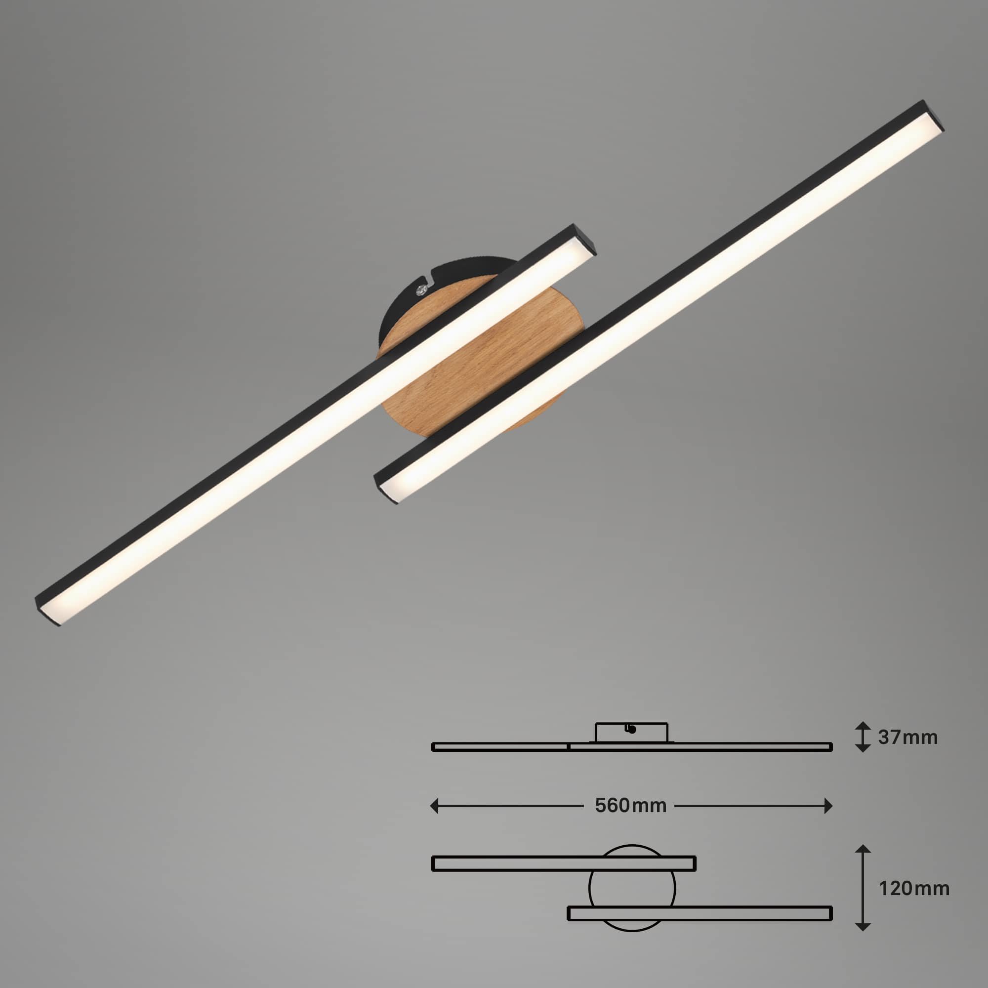 BRILO 3448-014 LED nástěnné a stropní svítidlo, 55,5 cm, 12 W, černá - BRILO (obrázek 5)