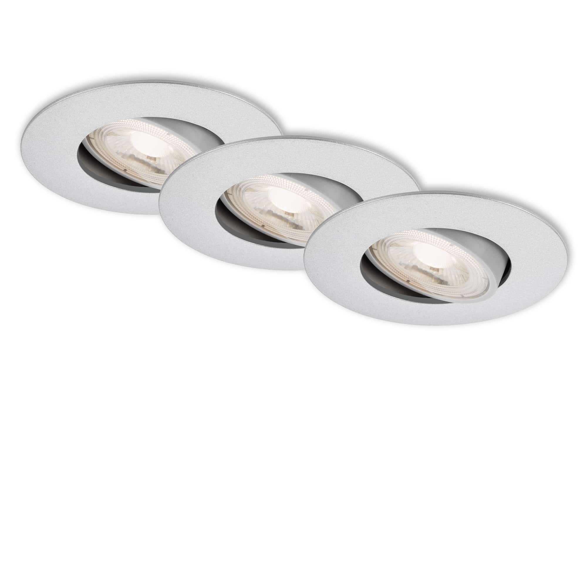 BRI 7146-034 3ks sada ultraploché LED vestavné svítidlo, pr. 9 cm, 5 W, matný chrom - BRILONER