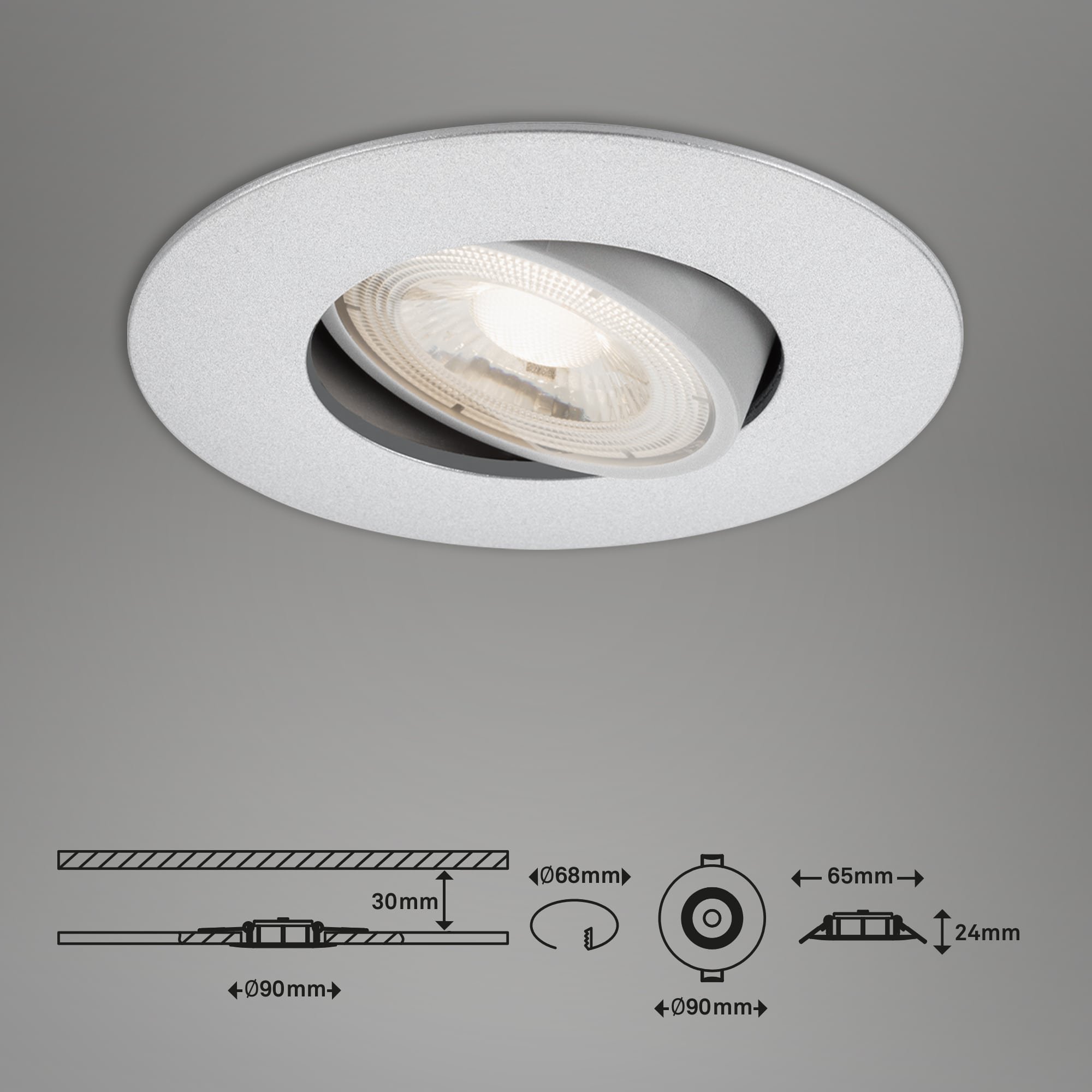 BRI 7146-034 3ks sada ultraploché LED vestavné svítidlo, pr. 9 cm, 5 W, matný chrom - BRILONER (obrázek 7)