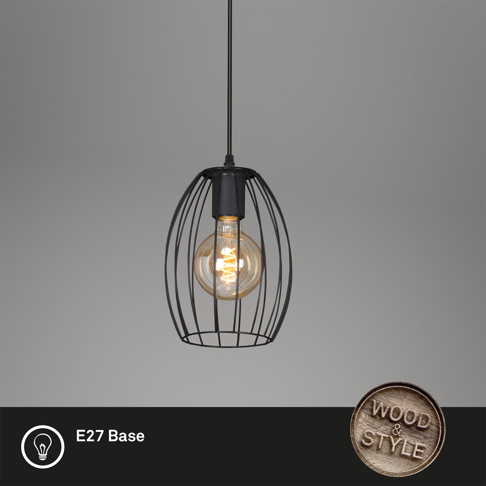 BRILO 4038-015 Závěsné svítidlo, pr. 17,5 cm, max. 60 W, černá - BRILO (obrázek 2)
