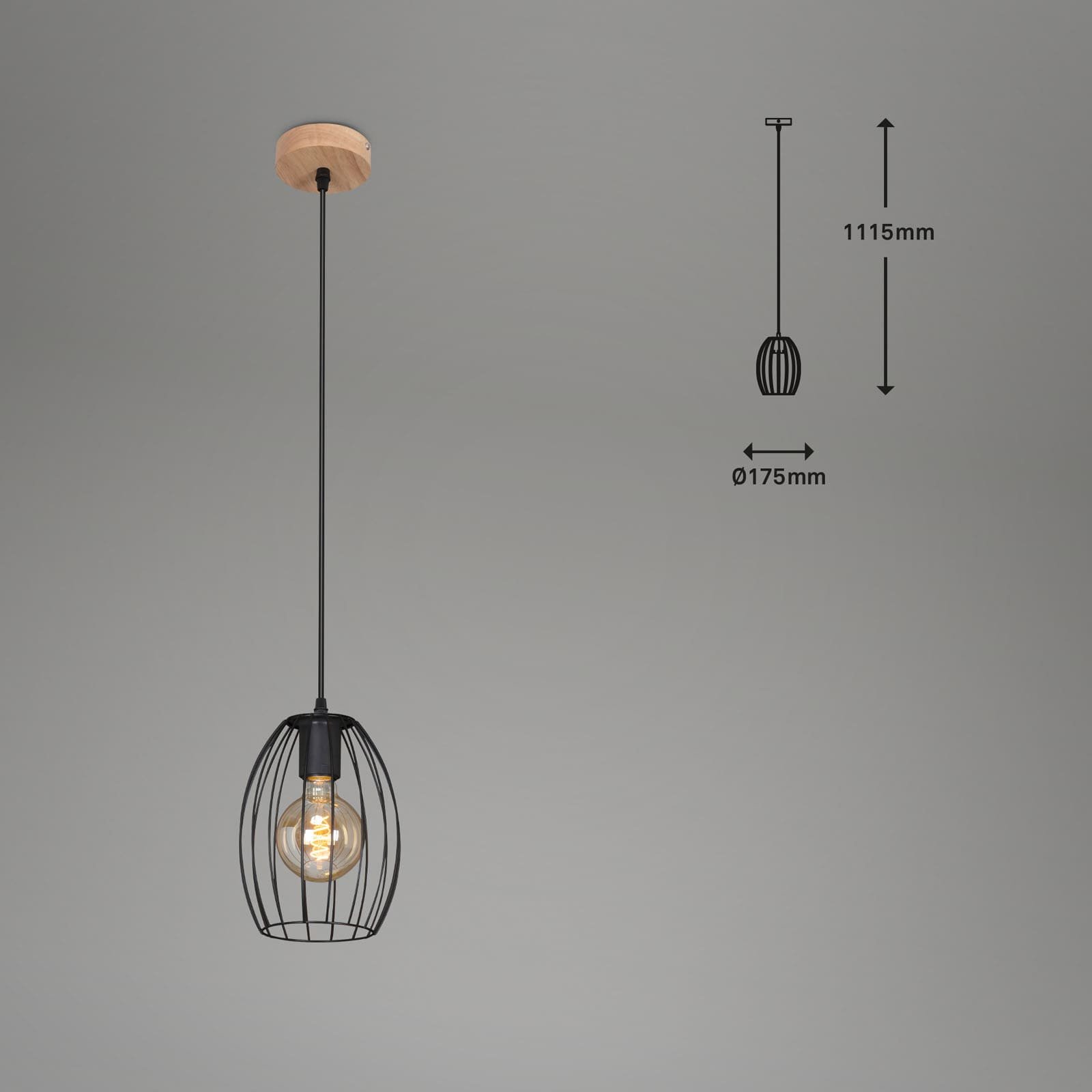 BRILO 4038-015 Závěsné svítidlo, pr. 17,5 cm, max. 60 W, černá - BRILO (obrázek 5)