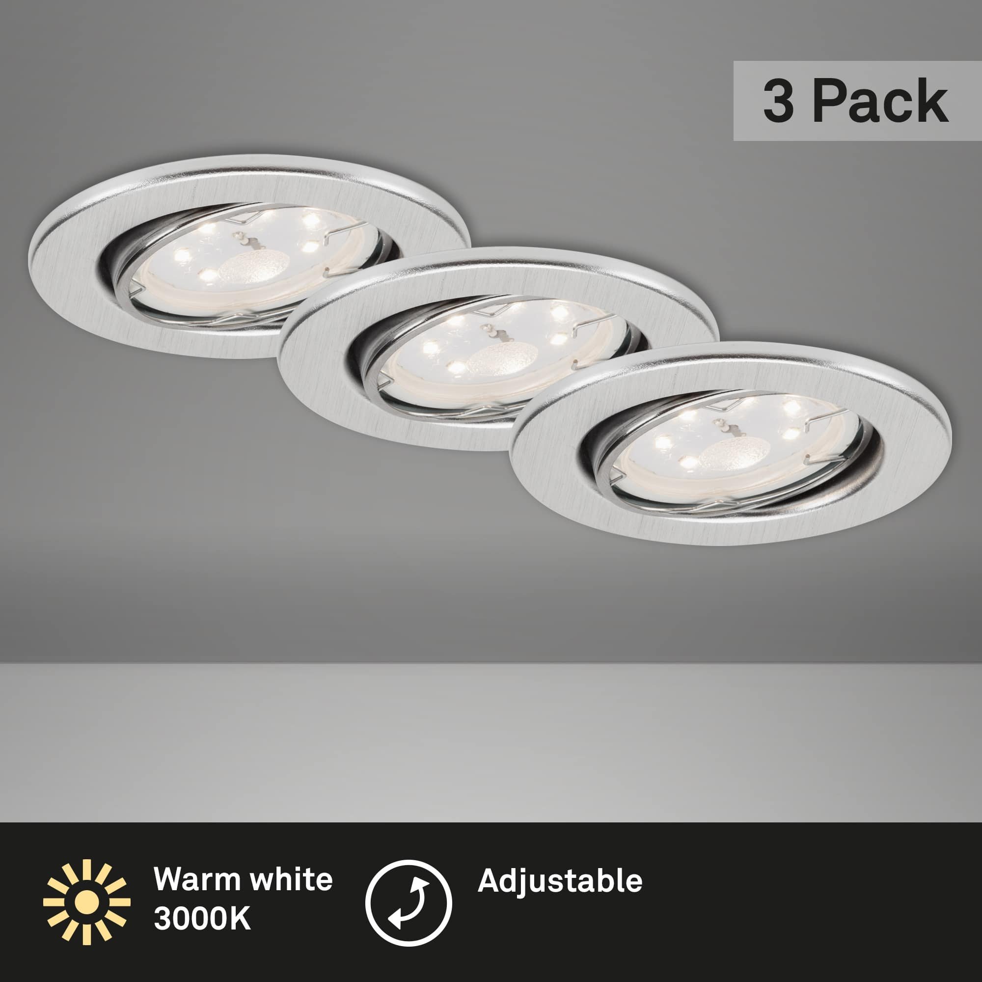 BRI 7225-039 3ks sada LED vestavné svítidlo, pr. 8,6 cm, 3 W, hliník - BRILONER (obrázek 3)