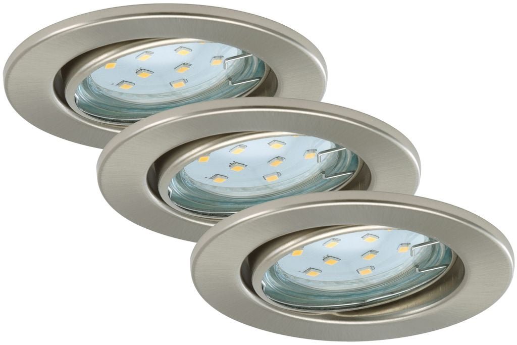 BRI 7225032 3ks sada LED vestavné svítidlo, pr. 8,6 cm, 3 W, matný nikl (starý kód: BRI 7225-032) - BRILONER
