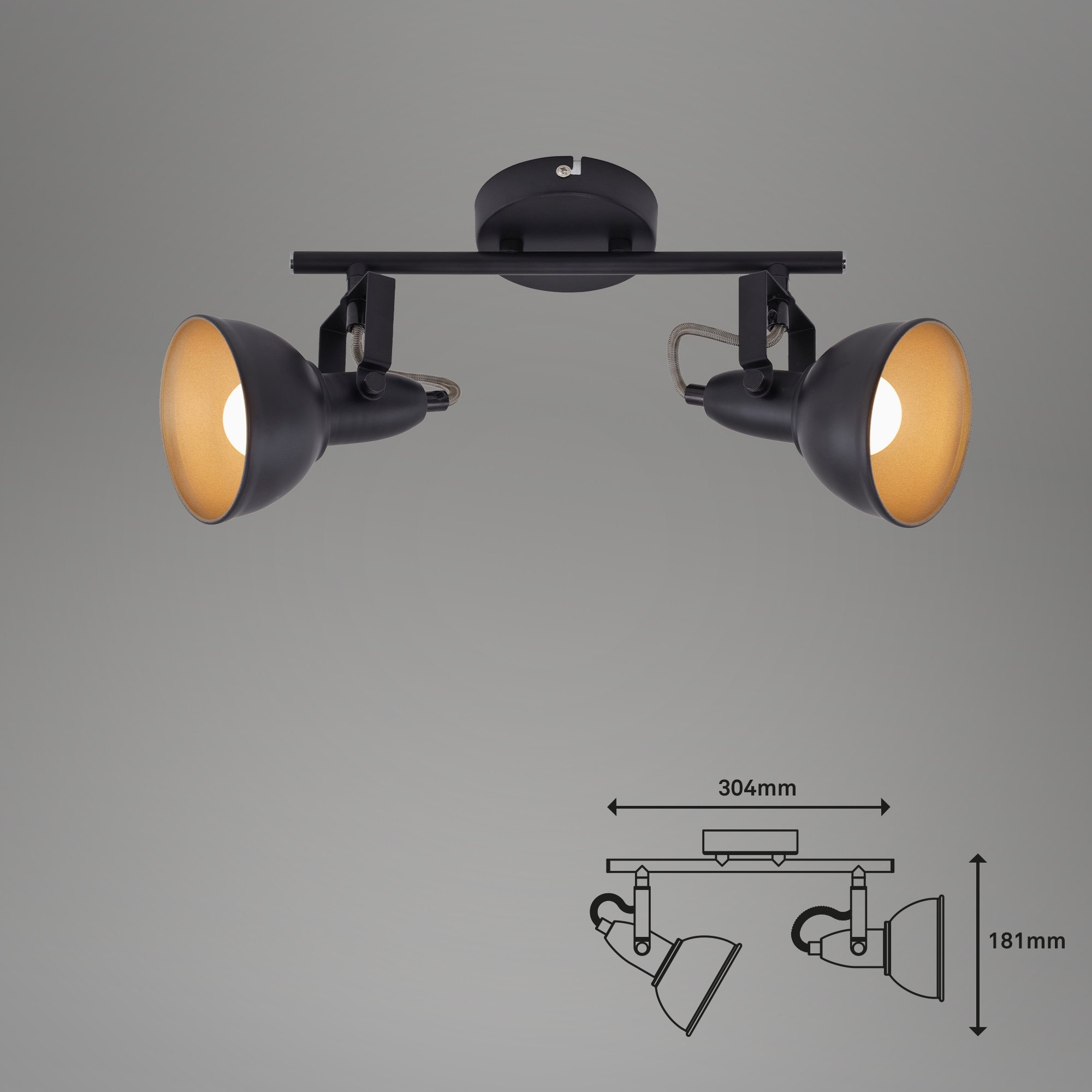 BRILO 2049-025 Bodové svítidlo 30,4 cm 2x E14 40W černá - BRILO (obrázek 5)