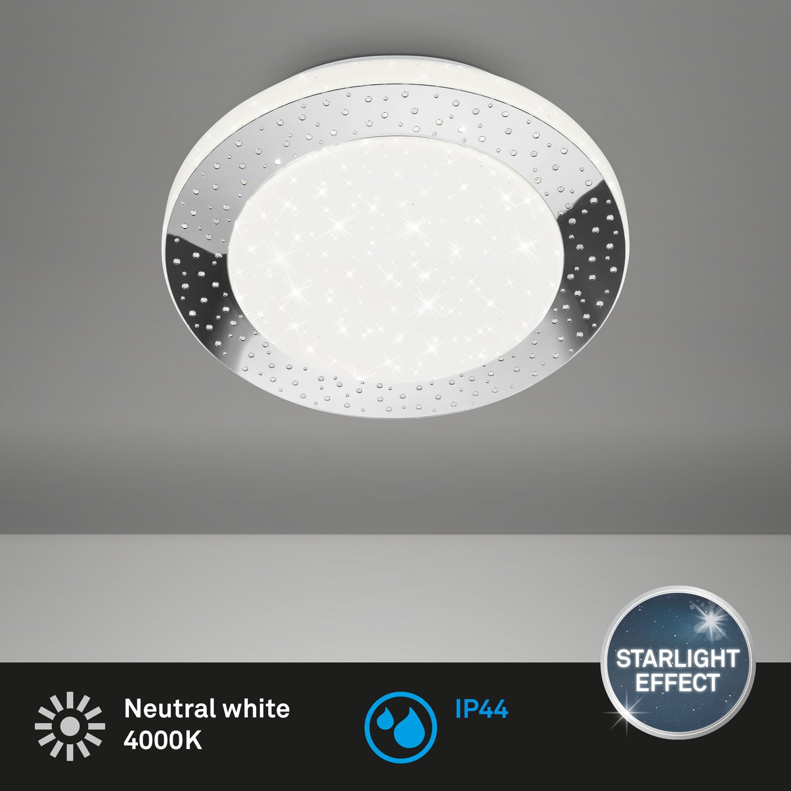 BRILO 3693-018 LED stropní svítidlo, pr. 28 cm, 15 W, 1600 lm, chrom - BRILO (obrázek 2)