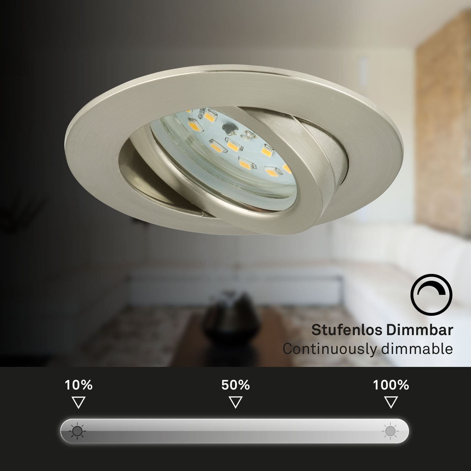 BRI 7232-032 3ks sada LED vestavné svítidlo, pr. 8,2 cm, 5,5 W, matný nikl - BRILONER (obrázek 3)