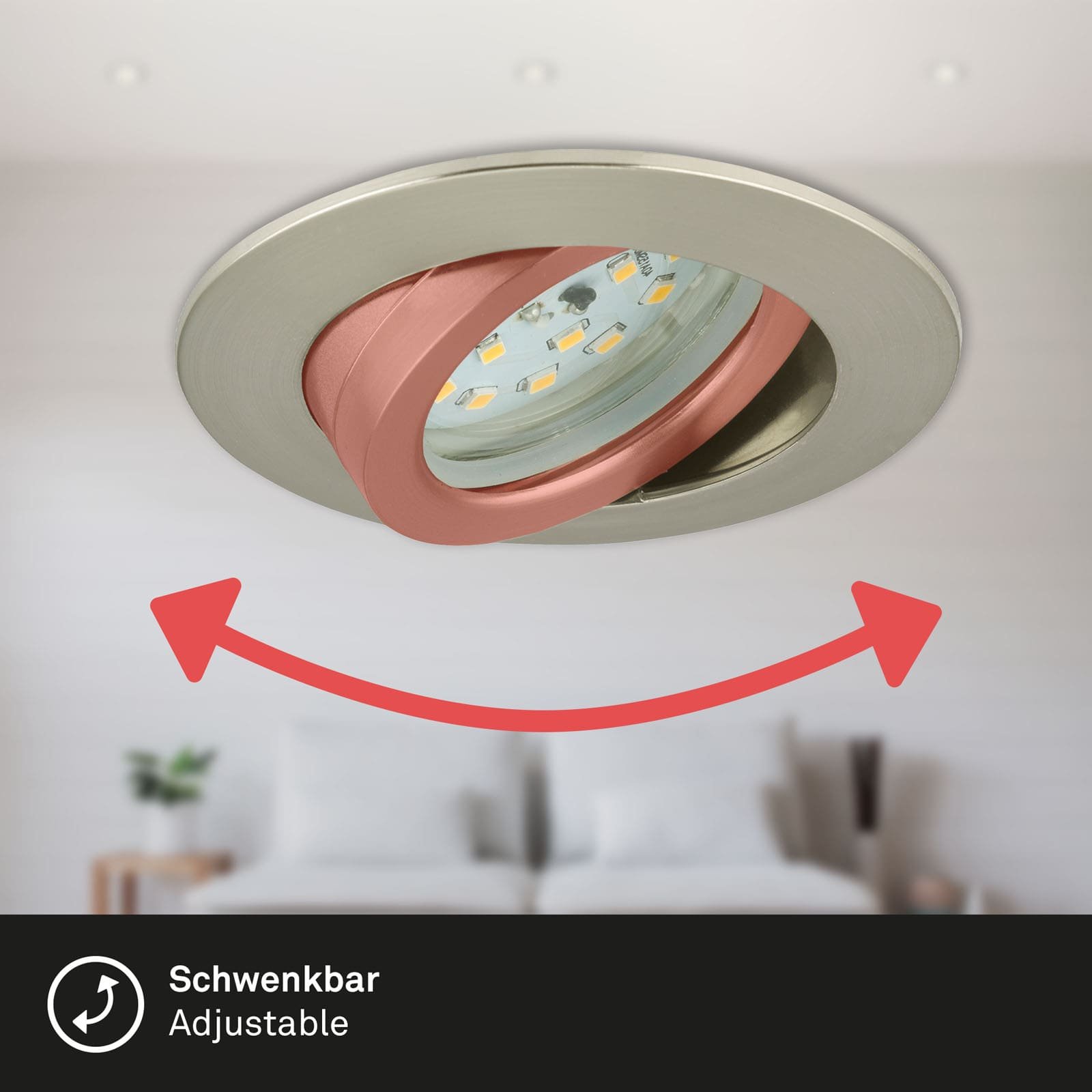 BRI 7232-032 3ks sada LED vestavné svítidlo, pr. 8,2 cm, 5,5 W, matný nikl - BRILONER (obrázek 4)