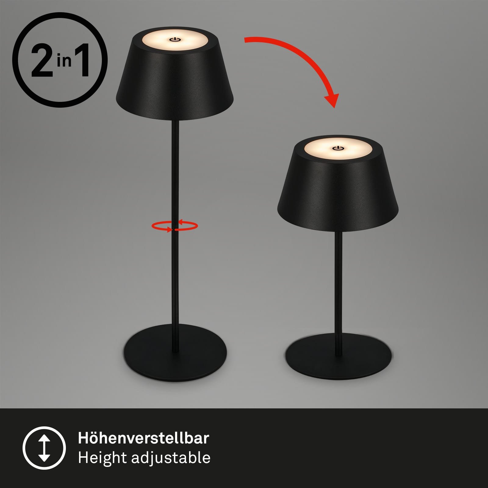 BRILO 7466015 LED RGB nabíjecí stolní lampa 38 cm 2,6W 200lm černá - BRILO (obrázek 5)