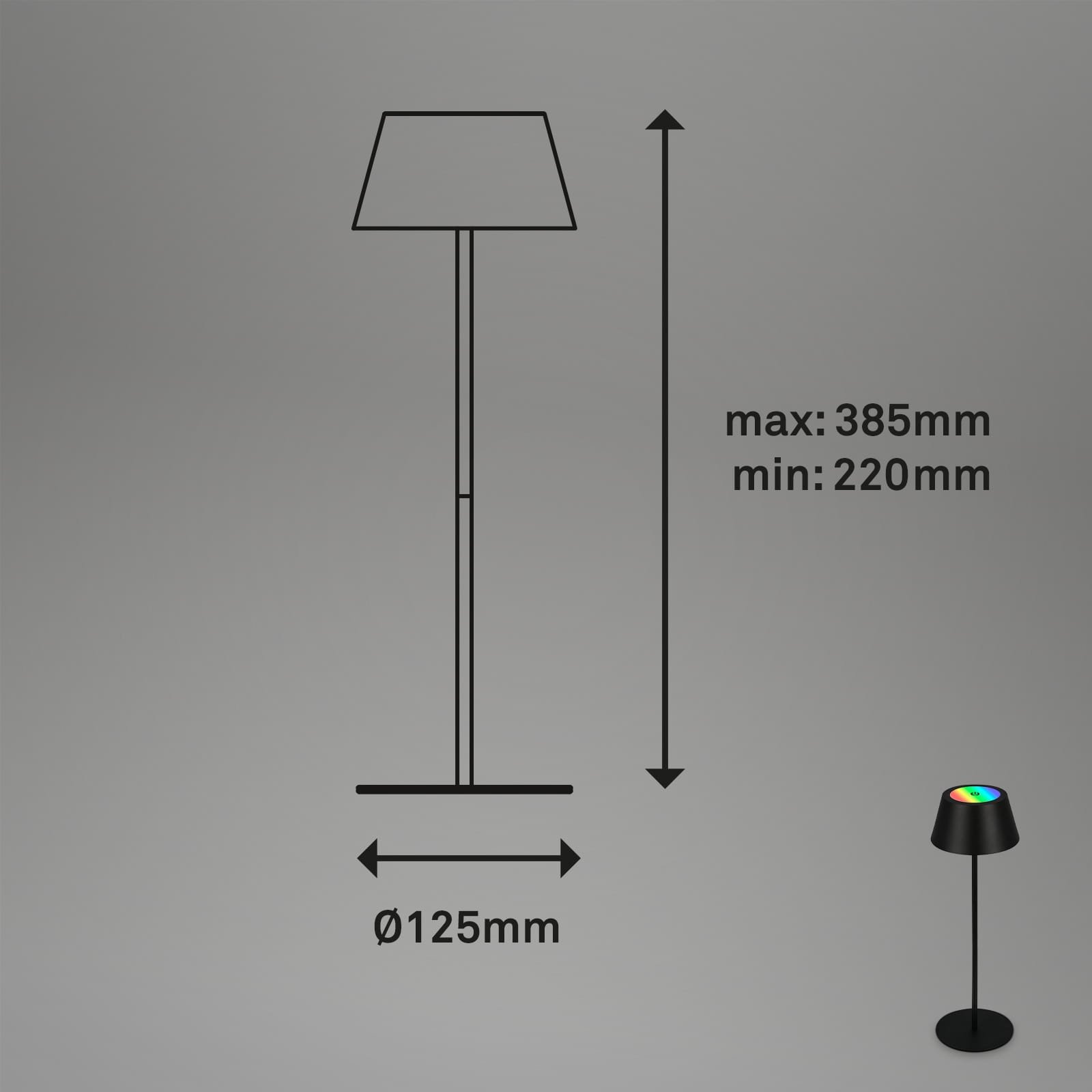 BRILO 7466015 LED RGB nabíjecí stolní lampa 38 cm 2,6W 200lm černá - BRILO (obrázek 7)