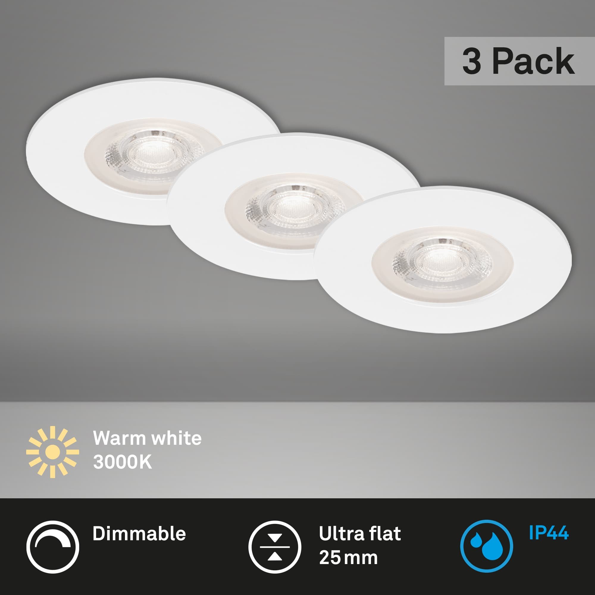 BRI 7047-036 3ks sada LED vestavné svítidlo, pr. 9 cm, 5 W, bílé - BRILONER (obrázek 2)