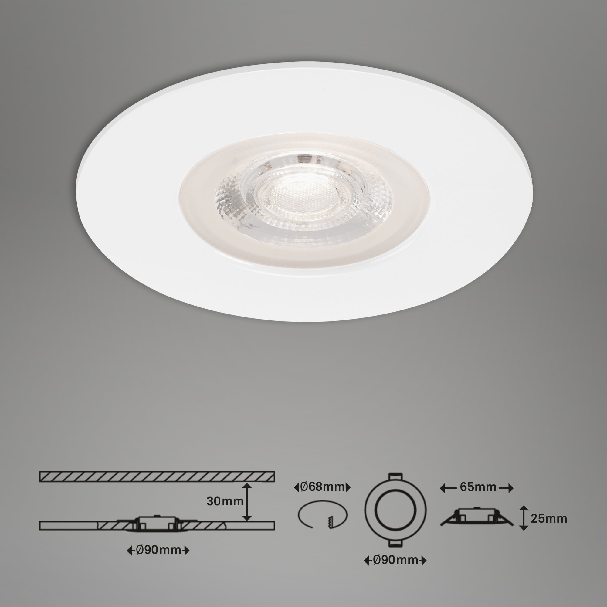 BRI 7047-036 3ks sada LED vestavné svítidlo, pr. 9 cm, 5 W, bílé - BRILONER (obrázek 8)