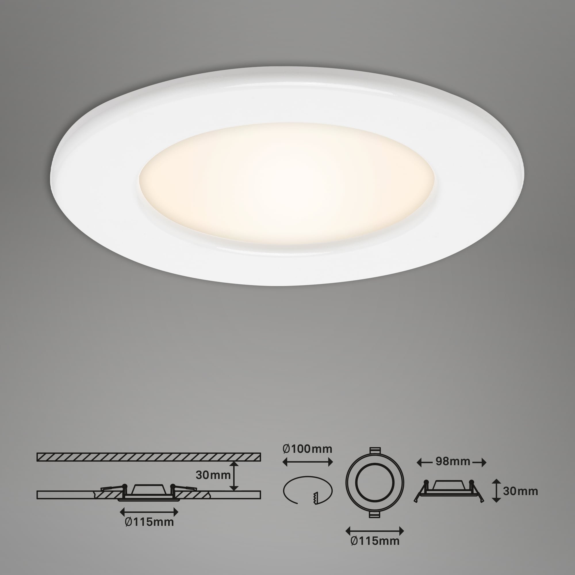 BRI 7053-036 3ks sada LED vestavné svítidlo, pr. 11,5 cm, 6 W, bílé - BRILONER (obrázek 7)