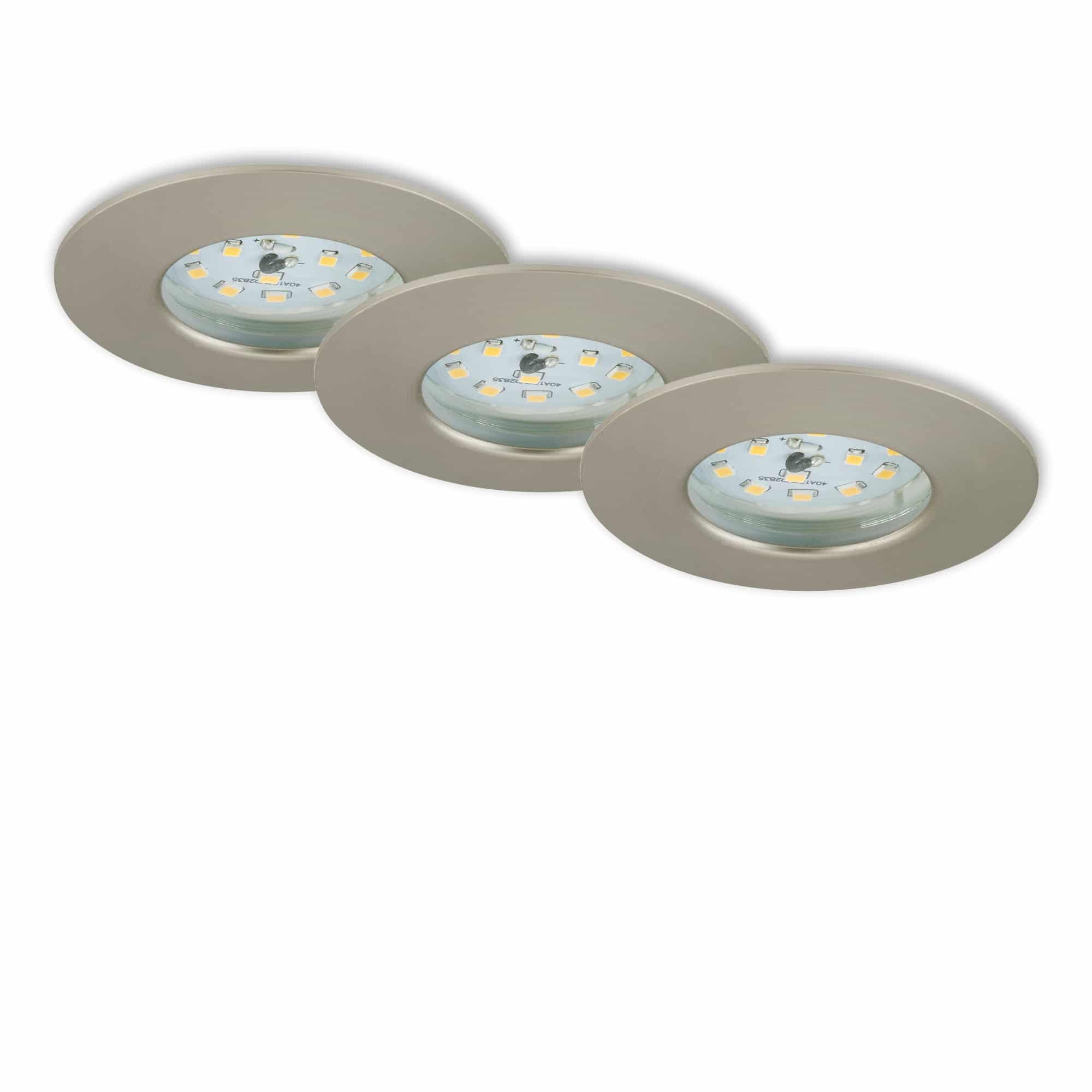 BRI 7231-032 3ks sada LED vestavné svítidlo, pr. 7,5 cm, 5,5 W, matný nikl - BRILONER