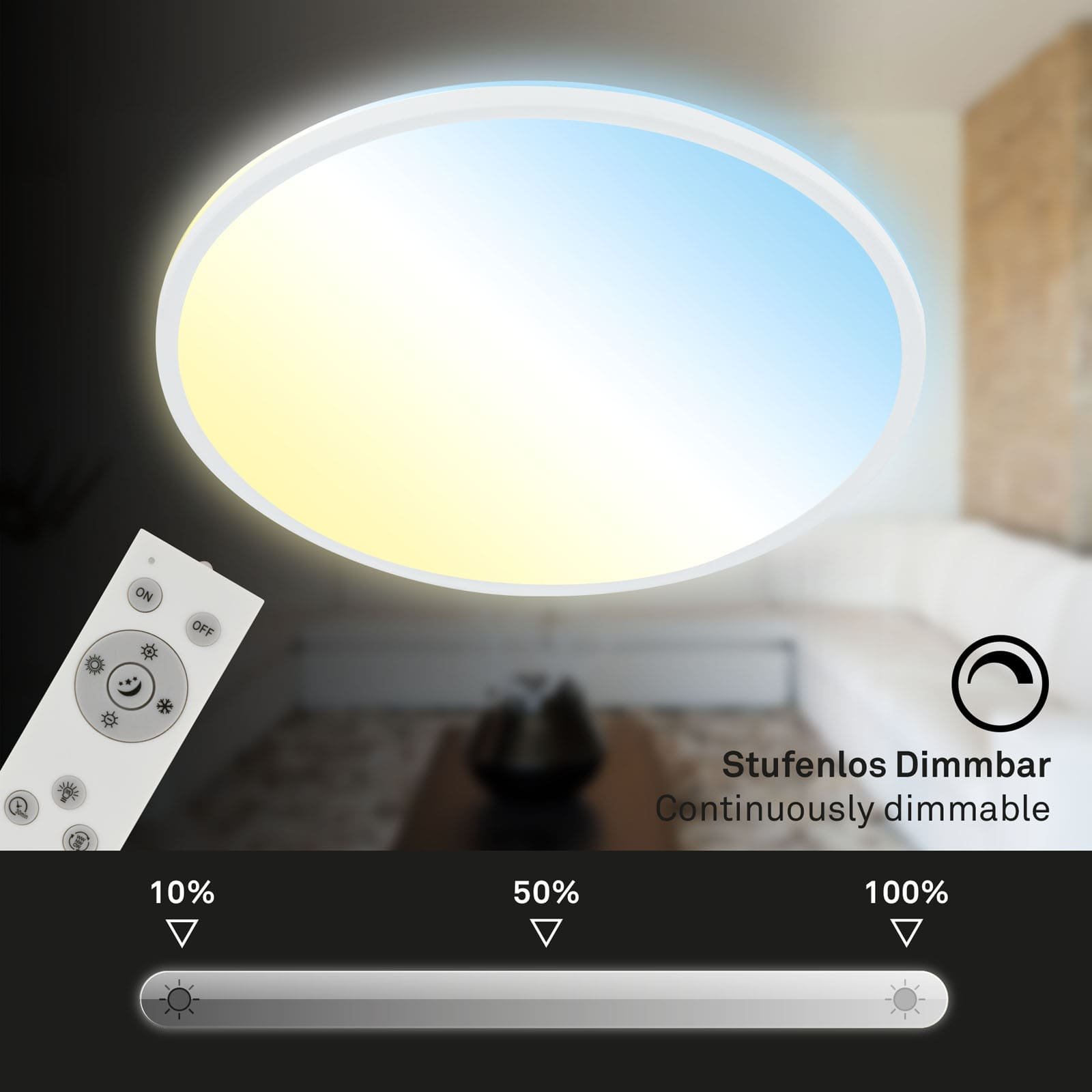 BRILO 3728-016 Ultraploché CCT svítidlo LED panel, pr.48 cm, LED, 31 W, 3500 lm, bílé - BRILO (obrázek 5)