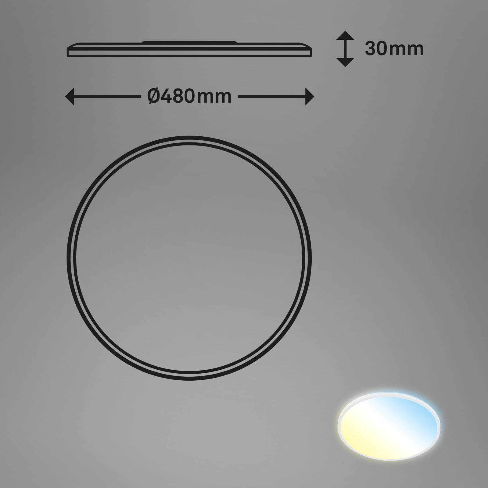 BRILO 3728-016 Ultraploché CCT svítidlo LED panel, pr.48 cm, LED, 31 W, 3500 lm, bílé - BRILO (obrázek 8)