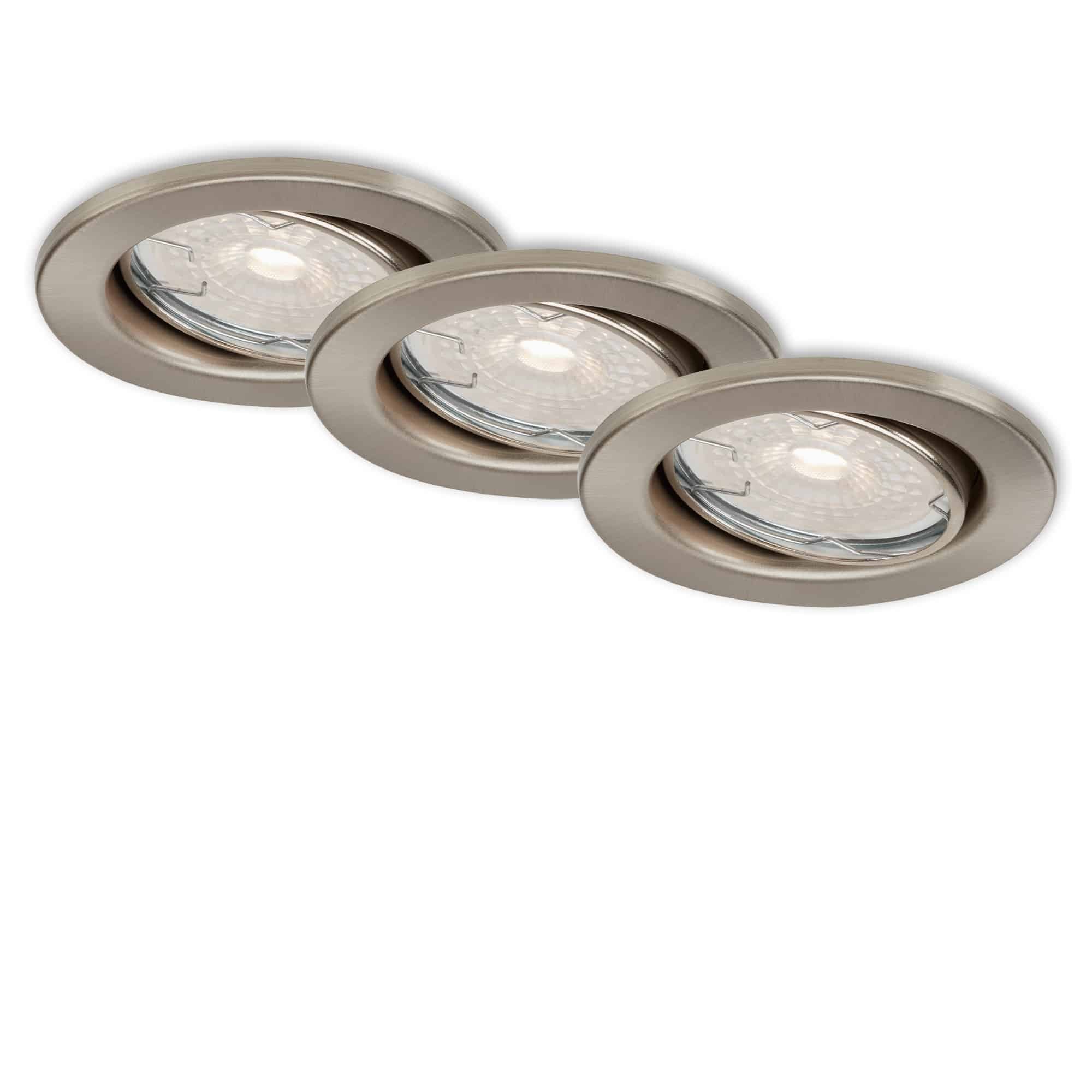 BRILO 7256-032 3ks sada vestavné svítidlo, pr. 8,6 cm, 5,5 W, matný nikl - BRILO