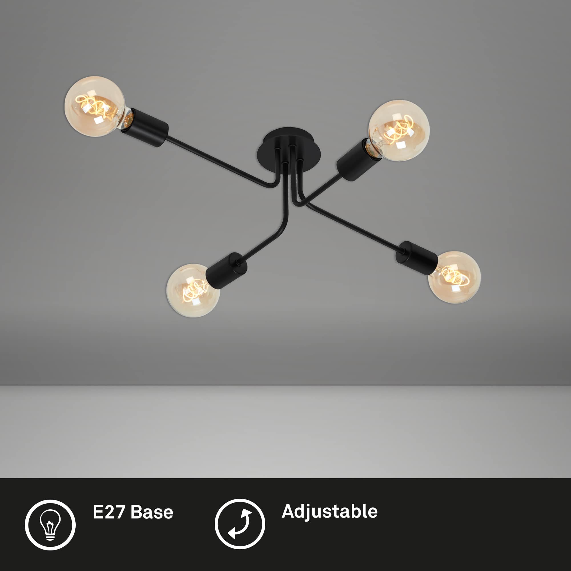BRILO 2886-045 Bodové svítidlo 67 cm 4x E27 60W černá - BRILO (obrázek 2)