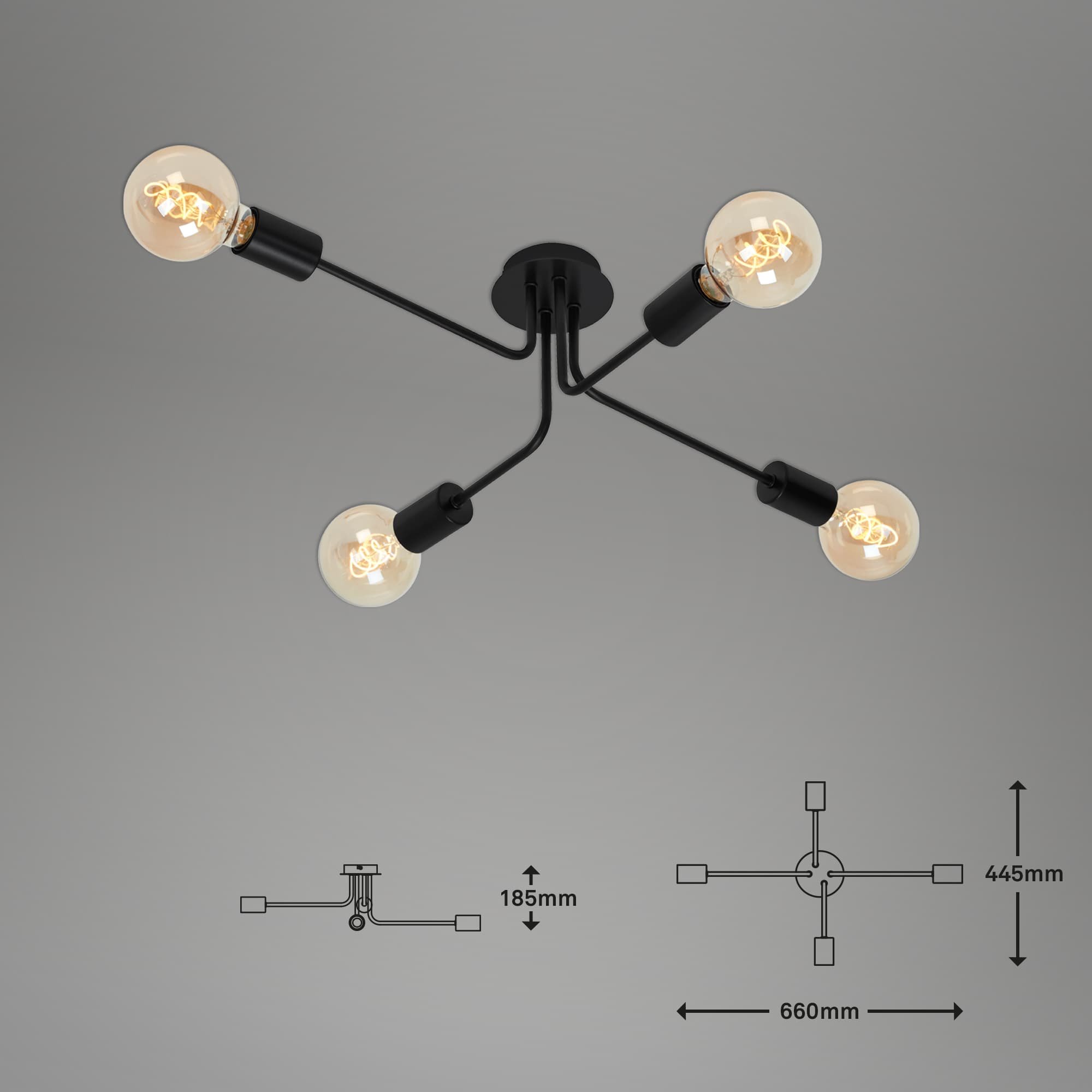 BRILO 2886-045 Bodové svítidlo 67 cm 4x E27 60W černá - BRILO (obrázek 6)