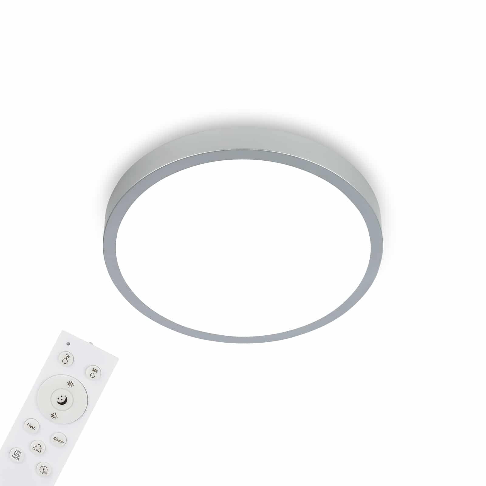 BRILO 3709-014 RGBW LED přisazené svítidlo pr. 38 cm, 22 W, 2900 lm, stříbrná - BRILO