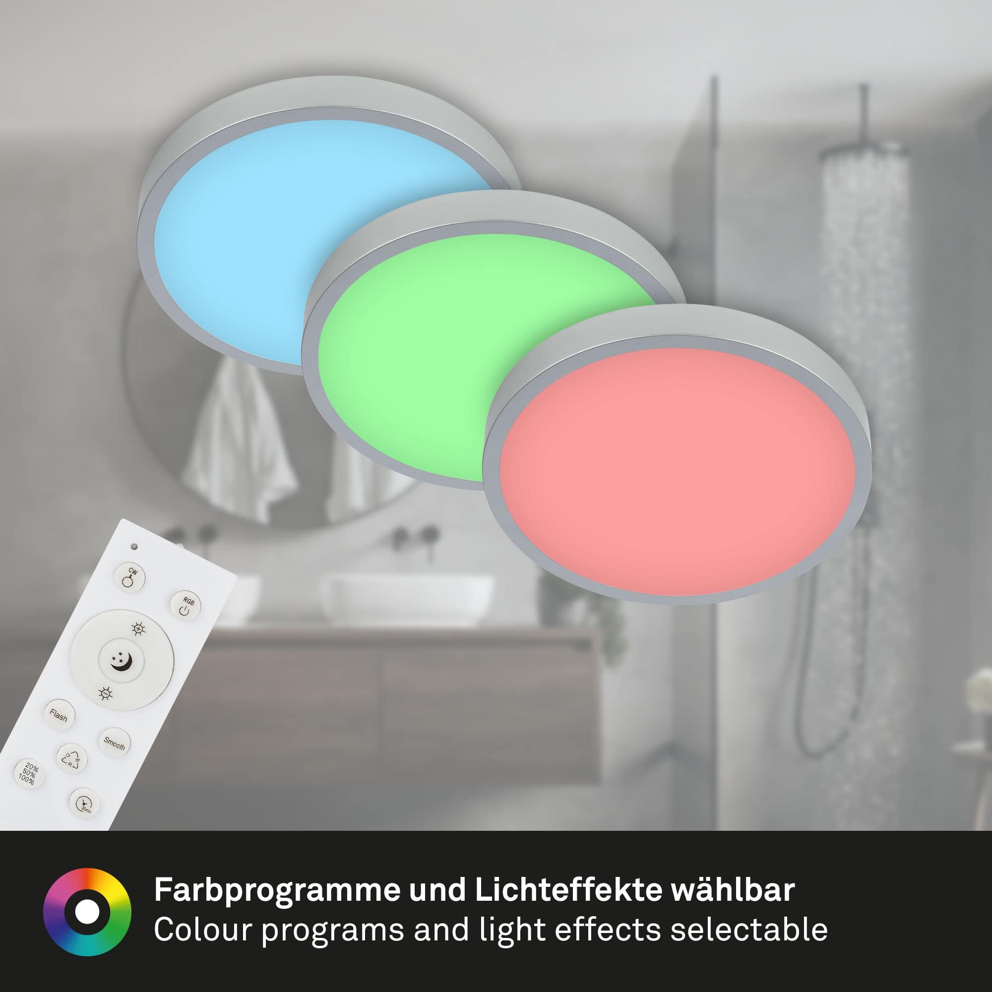 BRILO 3709-014 RGBW LED přisazené svítidlo pr. 38 cm, 22 W, 2900 lm, stříbrná - BRILO (obrázek 4)