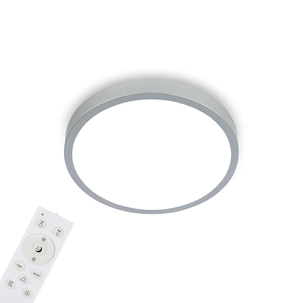 BRILO 3709-014 RGBW LED přisazené svítidlo pr. 38 cm, 22 W, 2900 lm, stříbrná - BRILO