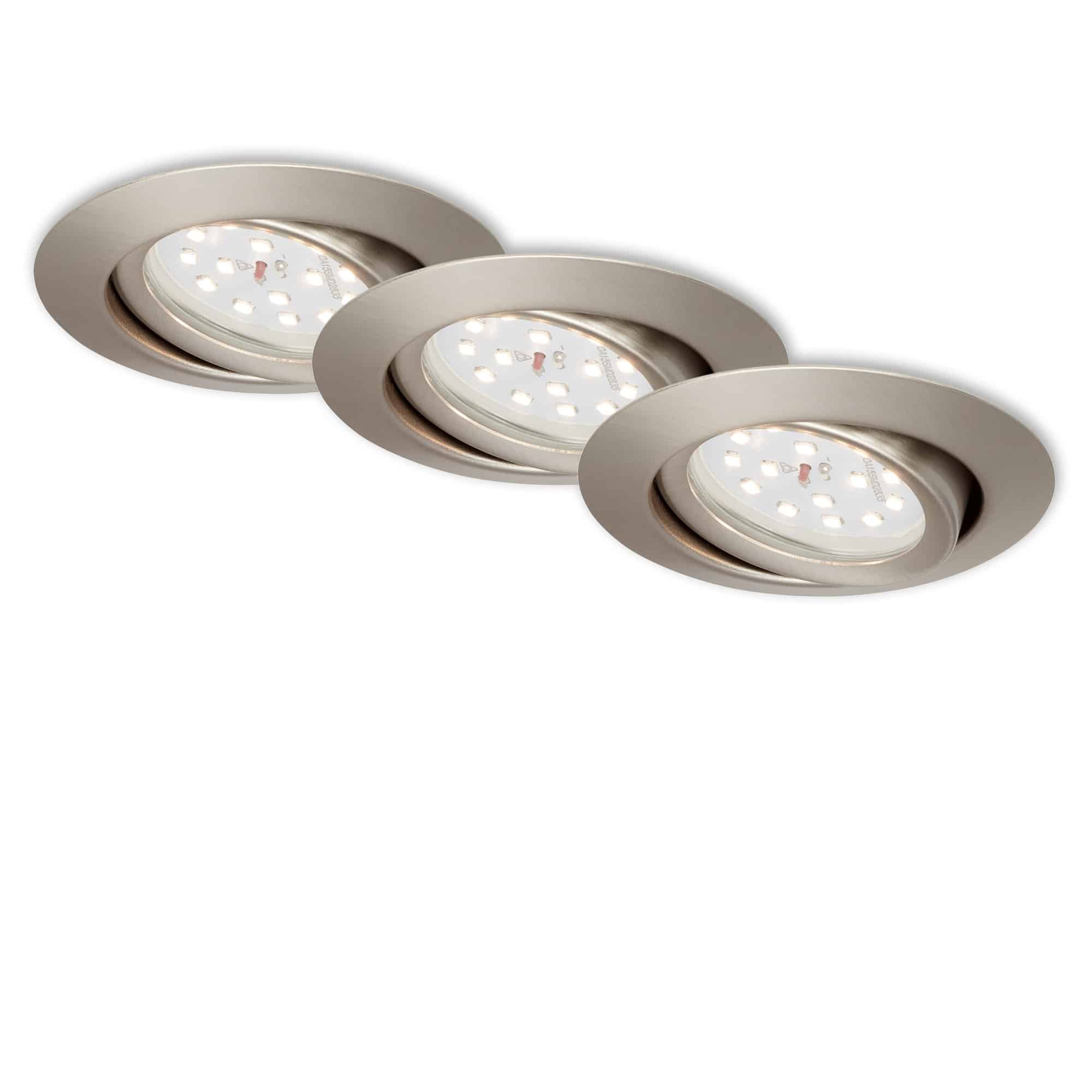 BRI 7172-032 3ks sada LED vestavné svítidlo, pr. 8,2 cm, 3,5 W, matný nikl - BRILONER