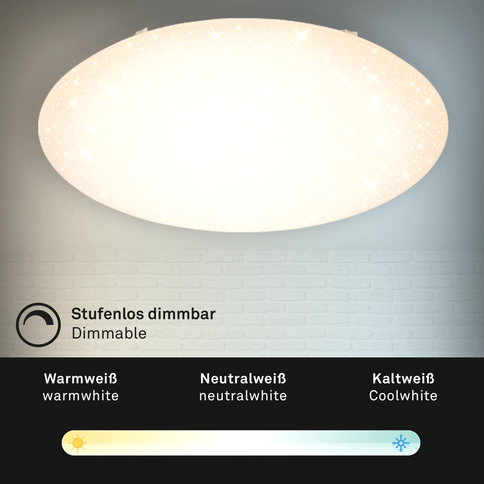 BRILO 3318-016 LED stropní svítidlo hvězdné nebe, CCT, noční světlo, dálkový ovladač, stmívatelné - BRILO (obrázek 4)