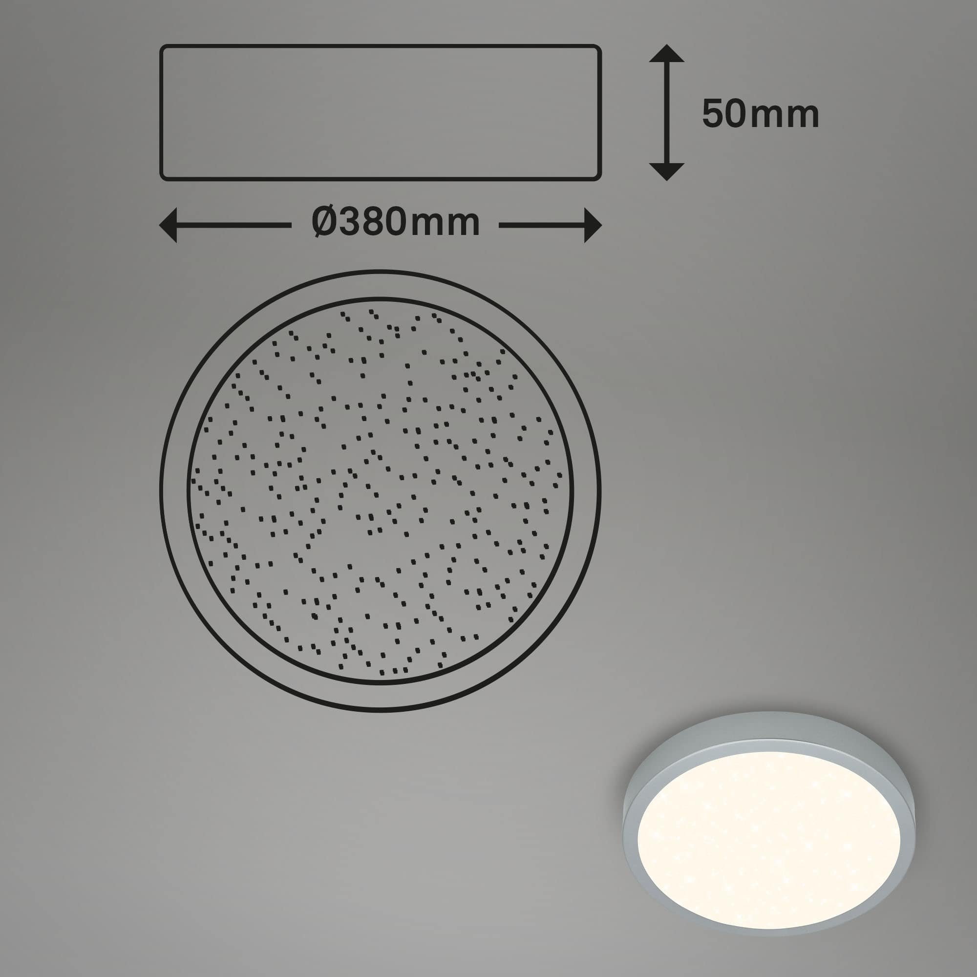 BRILO 3704-014 CCT LED přisazené svítidlo pr. 38 cm, 22 W, 2900 lm, stříbrná - BRILO (obrázek 8)