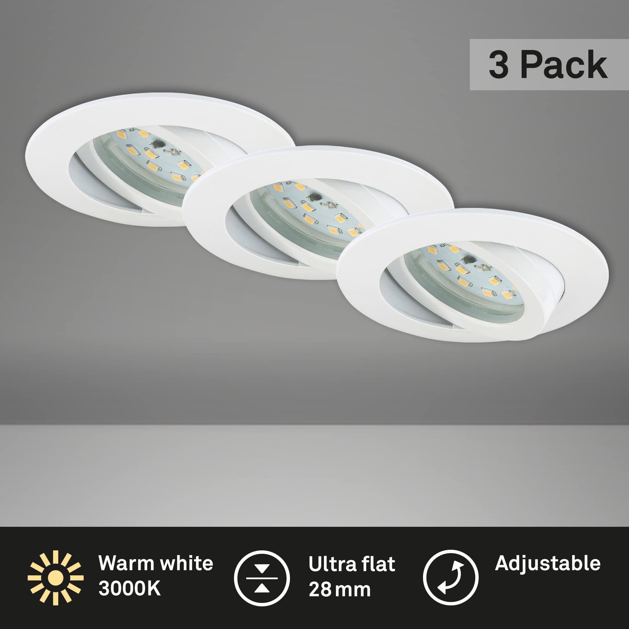 BRI 7209-036 3ks sada LED vestavné svítidlo, pr. 8,2 cm, 4,8 W, bílé - BRILONER (obrázek 2)