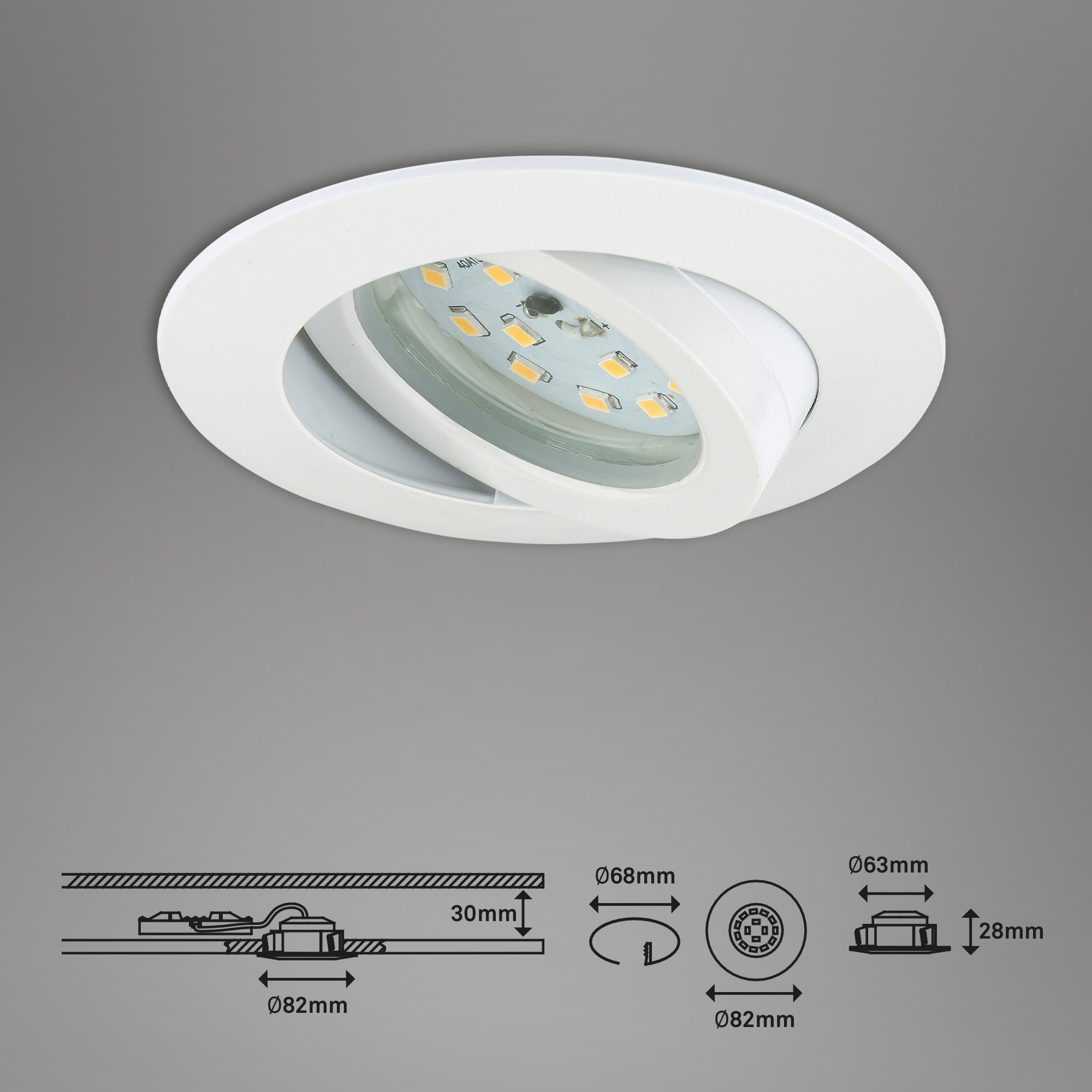 BRI 7209-036 3ks sada LED vestavné svítidlo, pr. 8,2 cm, 4,8 W, bílé - BRILONER (obrázek 7)