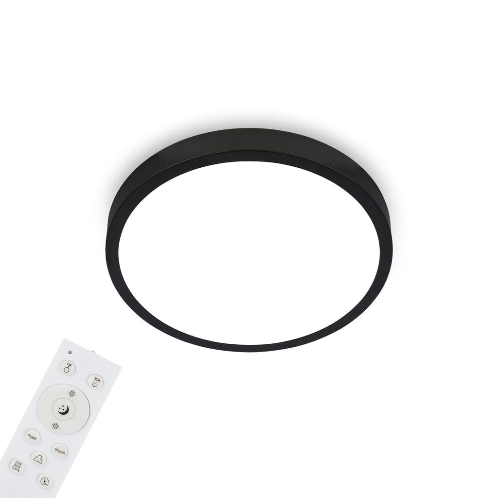 BRILO 3709-015 RGBW LED přisazené svítidlo pr. 38 cm, 22 W, 2900 lm, černá - BRILO