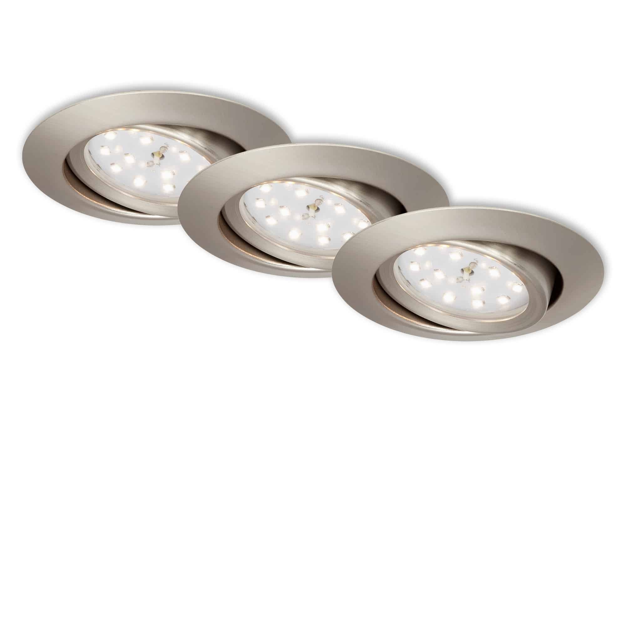 BRI 7171-032 3ks sada LED vestavné svítidlo, pr. 8,2 cm, 3 W, matný nikl - BRILONER