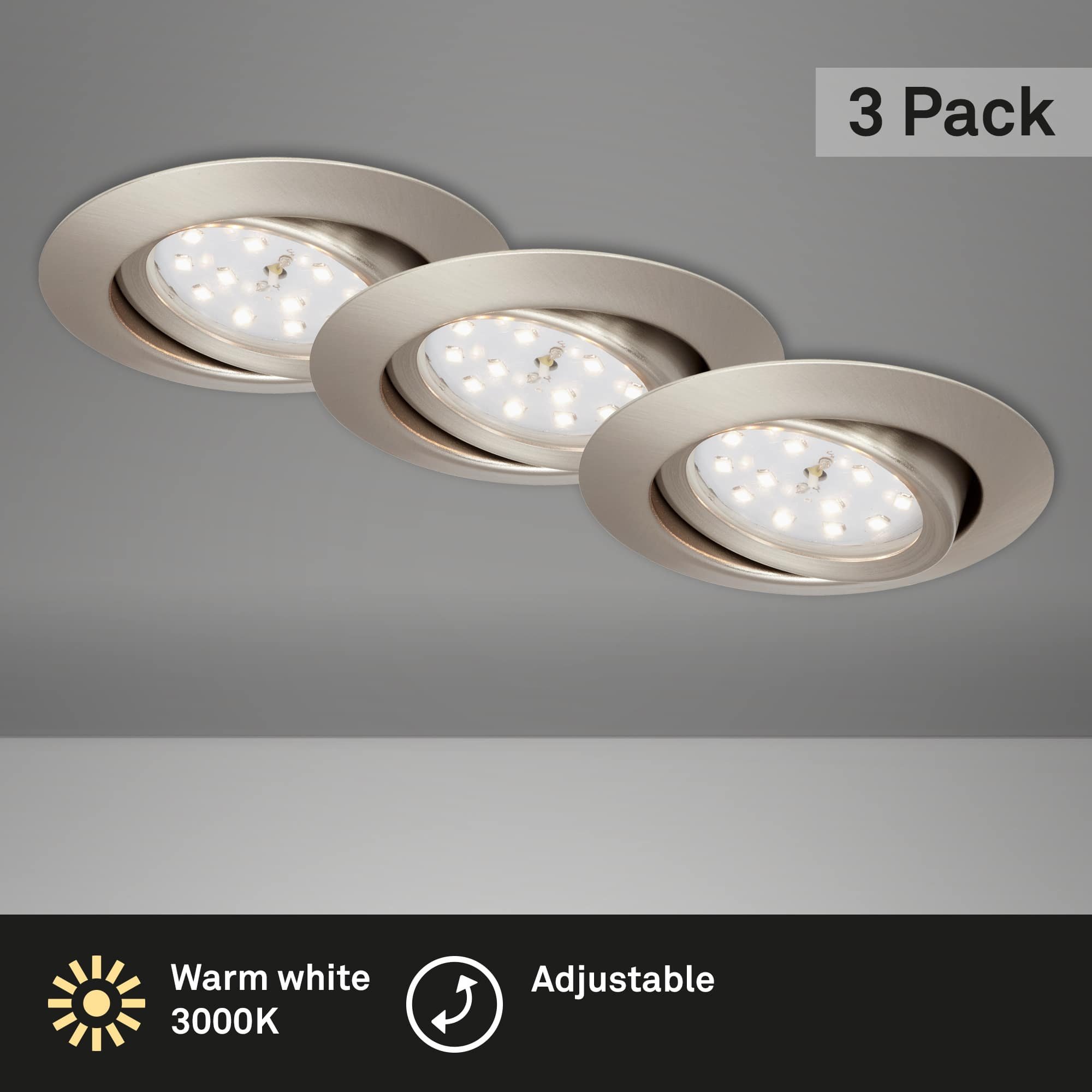 BRI 7171-032 3ks sada LED vestavné svítidlo, pr. 8,2 cm, 3 W, matný nikl - BRILONER (obrázek 2)