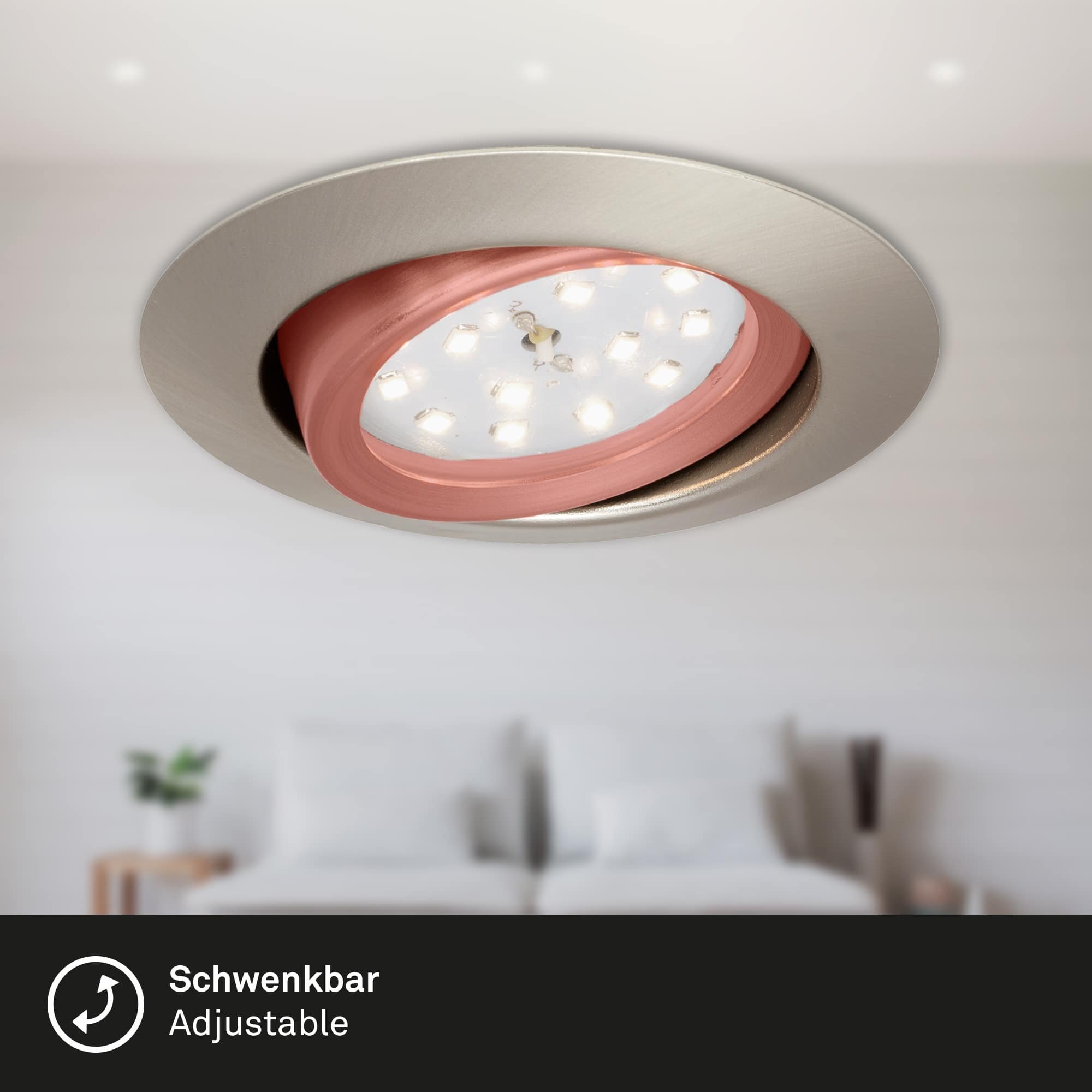 BRI 7171-032 3ks sada LED vestavné svítidlo, pr. 8,2 cm, 3 W, matný nikl - BRILONER (obrázek 4)