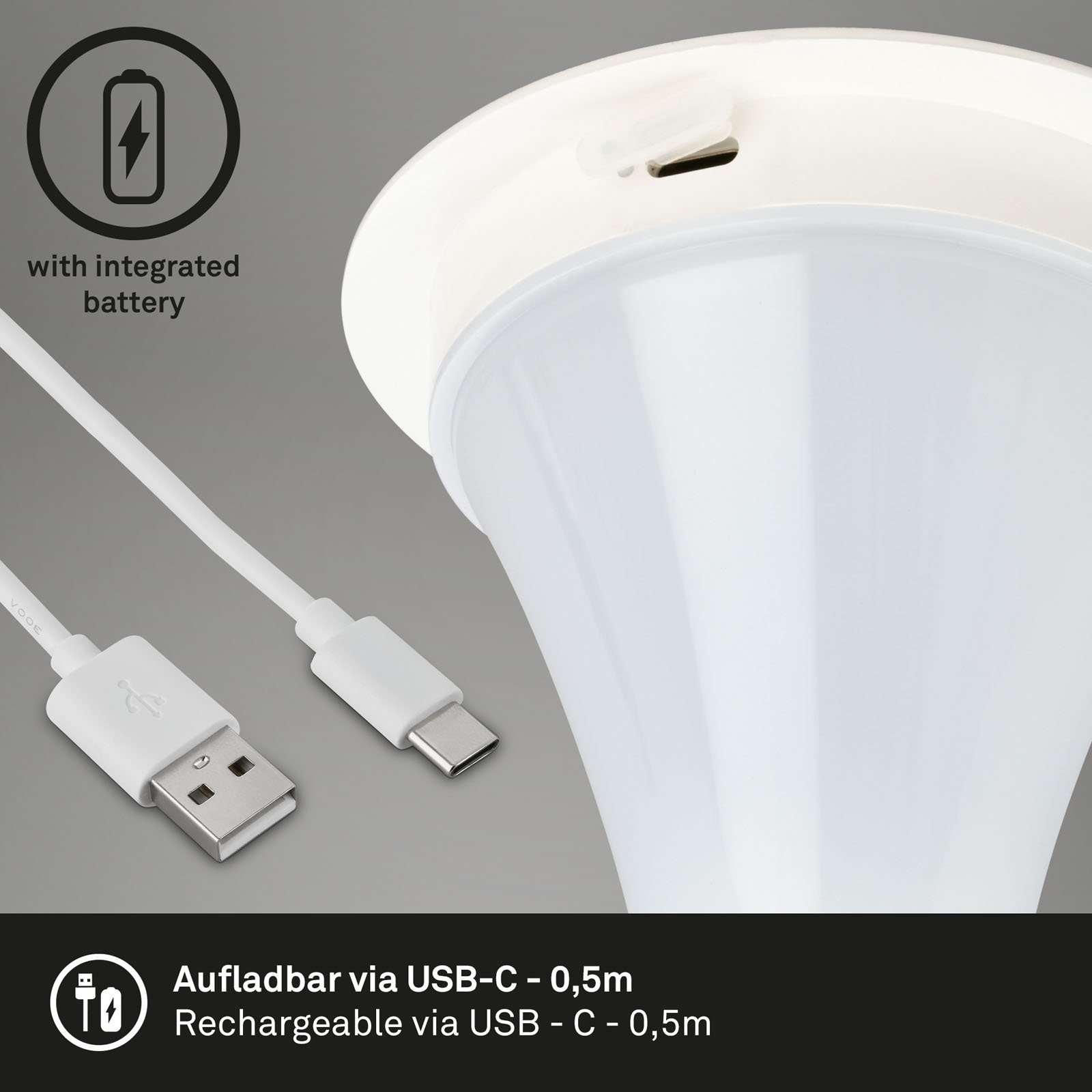 BRILO 7420016 LED nabíjecí stolní lampa 35 cm 4 W 300lm bílé - BRILO (obrázek 6)