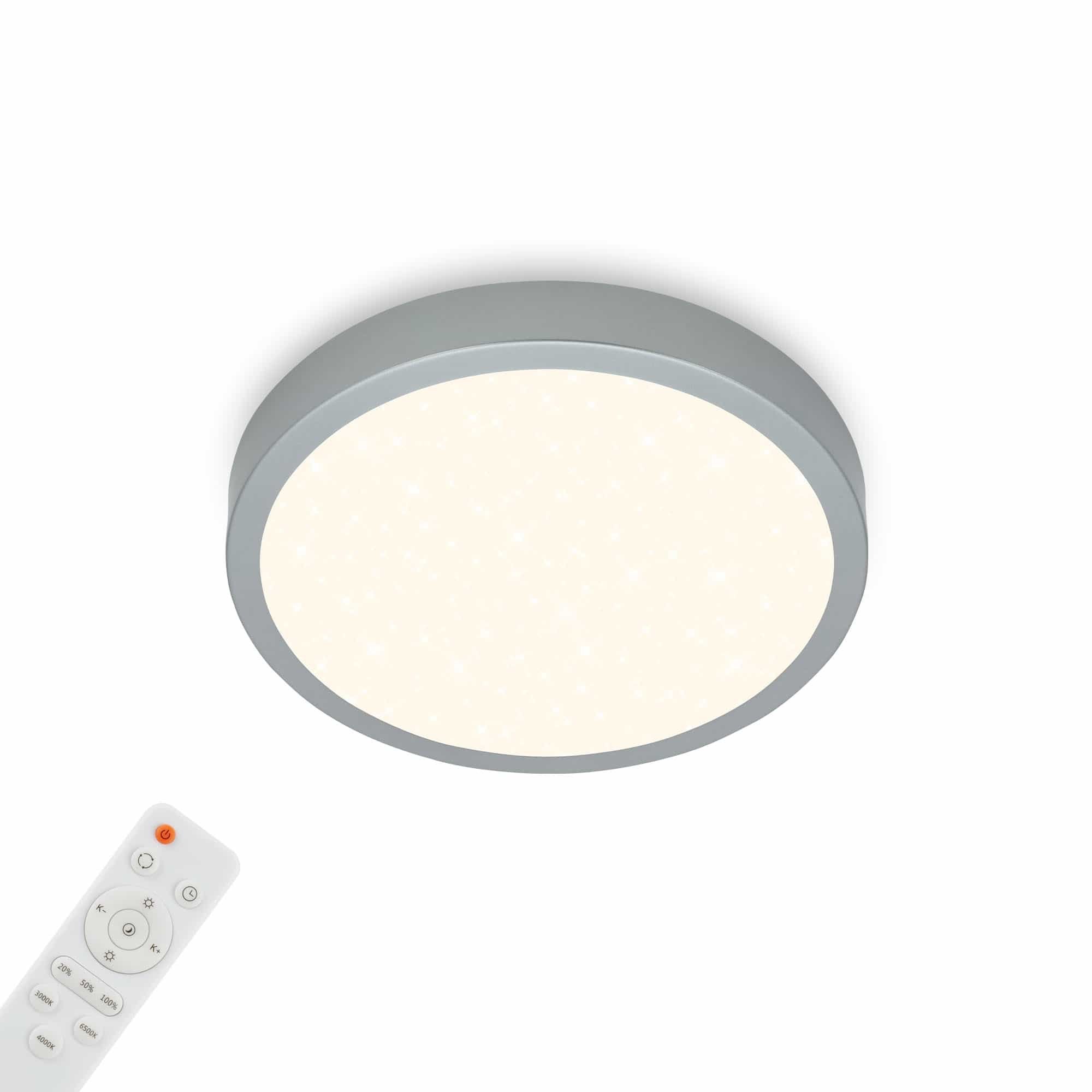 BRILO 3701-014 CCT LED přisazené svítidlo pr. 28 cm, 18 W, 2000 lm, stříbrná - BRILO