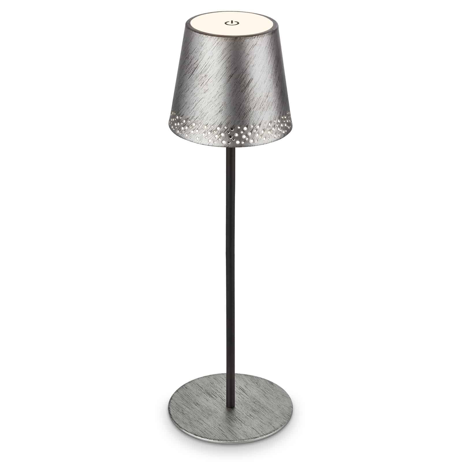 BRILO 7438-214 LED nabíjecí stolní lampa 38 cm 2,6W 280lm antická stříbrná - BRILO