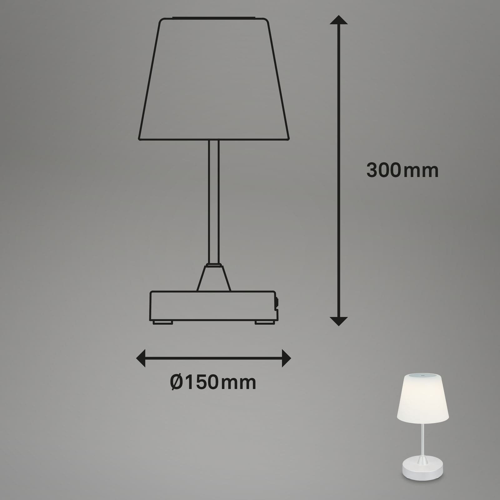 BRILO 7445-014 LED bateriové stolní svítidlo pr.12,5 cm, LED modul, 3W, 350 lm, matný chrom - BRILO (obrázek 7)