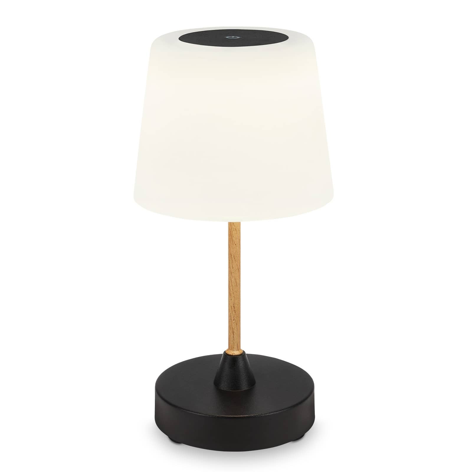 Levně BRILO 7445-015 LED bateriové stolní svítidlo pr.12,5 cm, LED modul, 3W, 350 lm, černá - BRILO