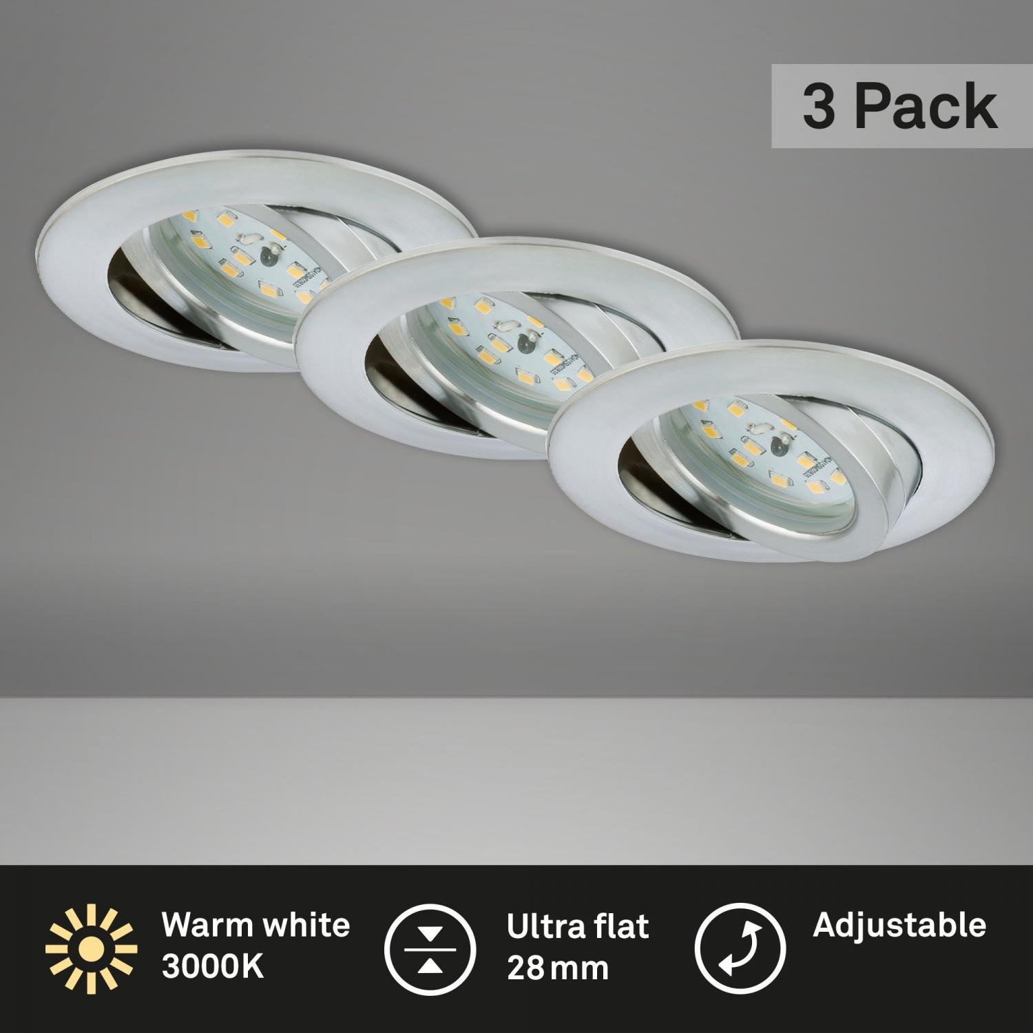 BRI 7209-039 3ks sada LED vestavné svítidlo, pr. 8,2 cm, 5 W, hliník - BRILONER (obrázek 3)
