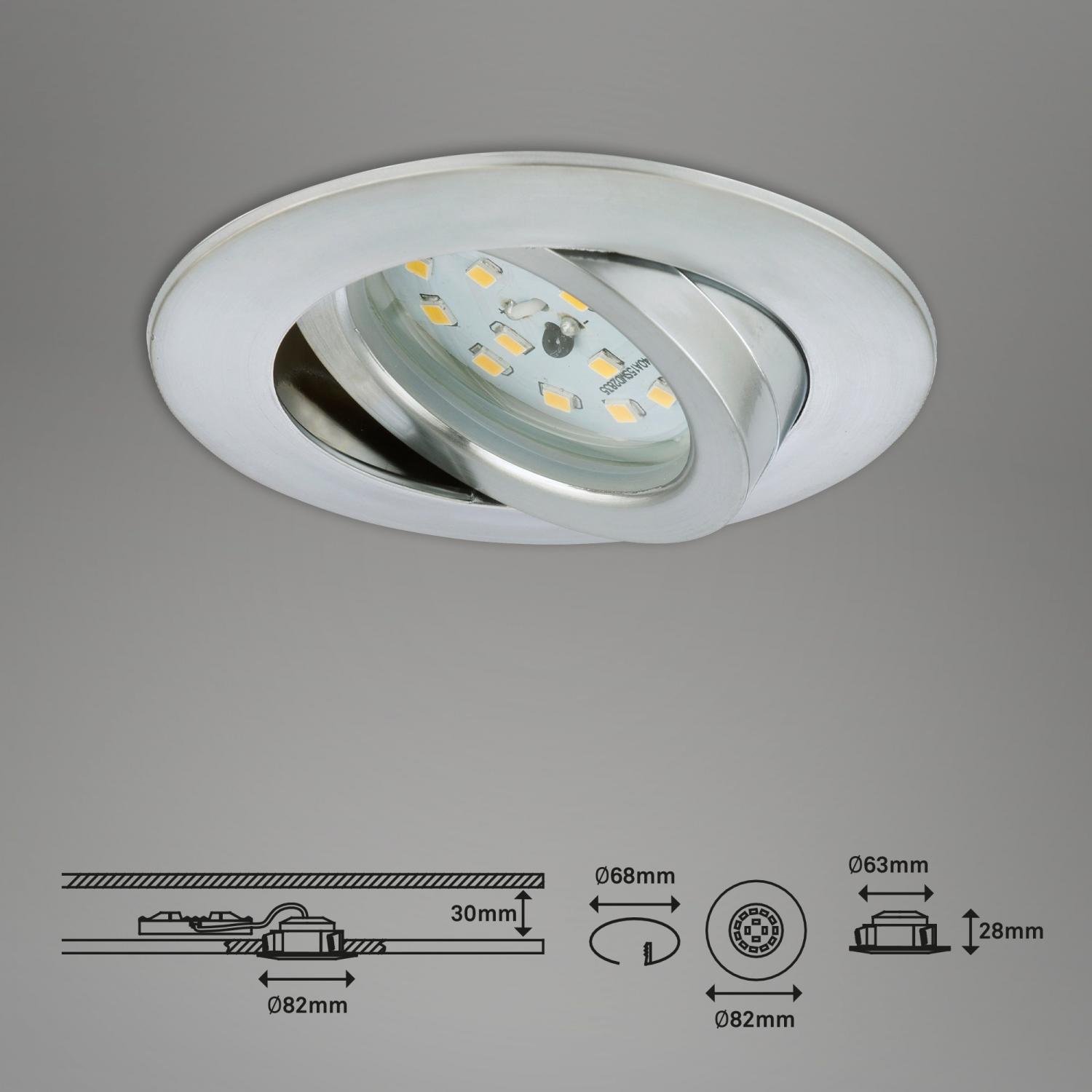 BRI 7209-039 3ks sada LED vestavné svítidlo, pr. 8,2 cm, 5 W, hliník - BRILONER (obrázek 6)