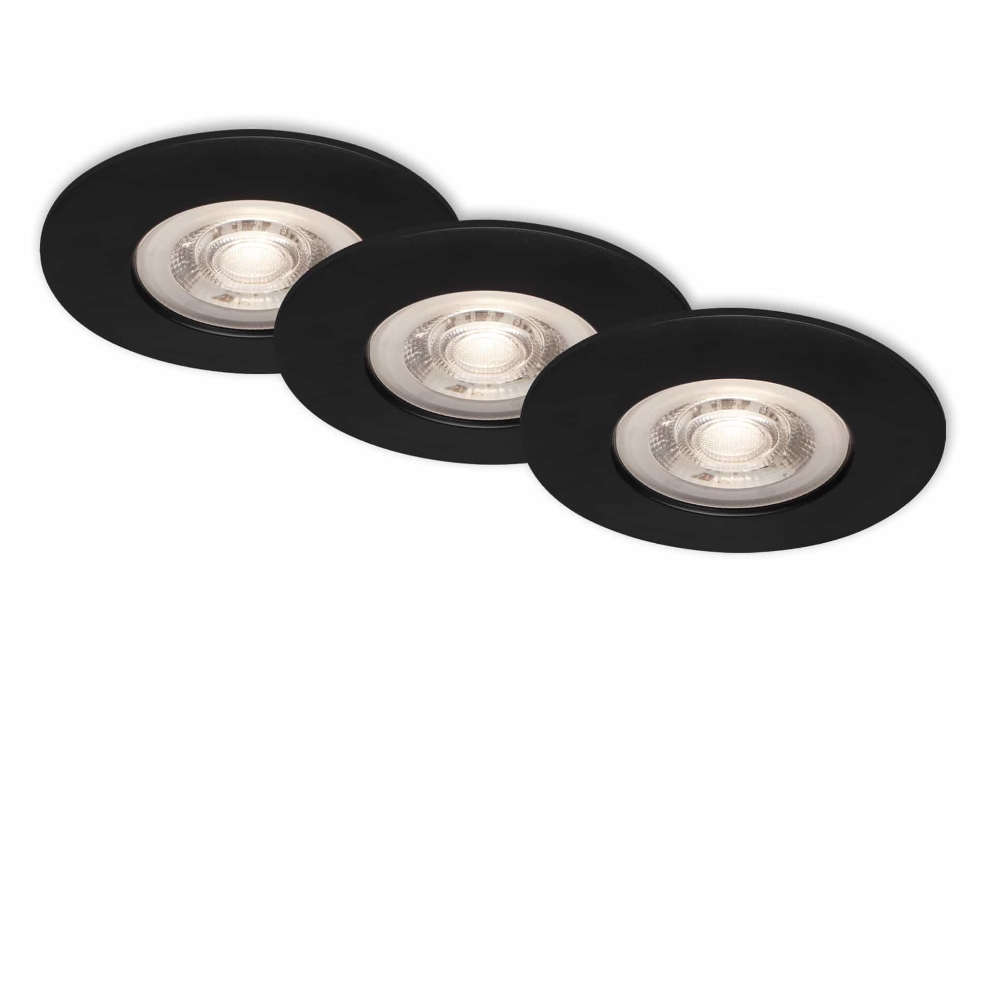 BRI 7047-035 3ks sada LED vestavné svítidlo, pr. 9 cm, stmívatelné, 5 W, černá - BRILONER