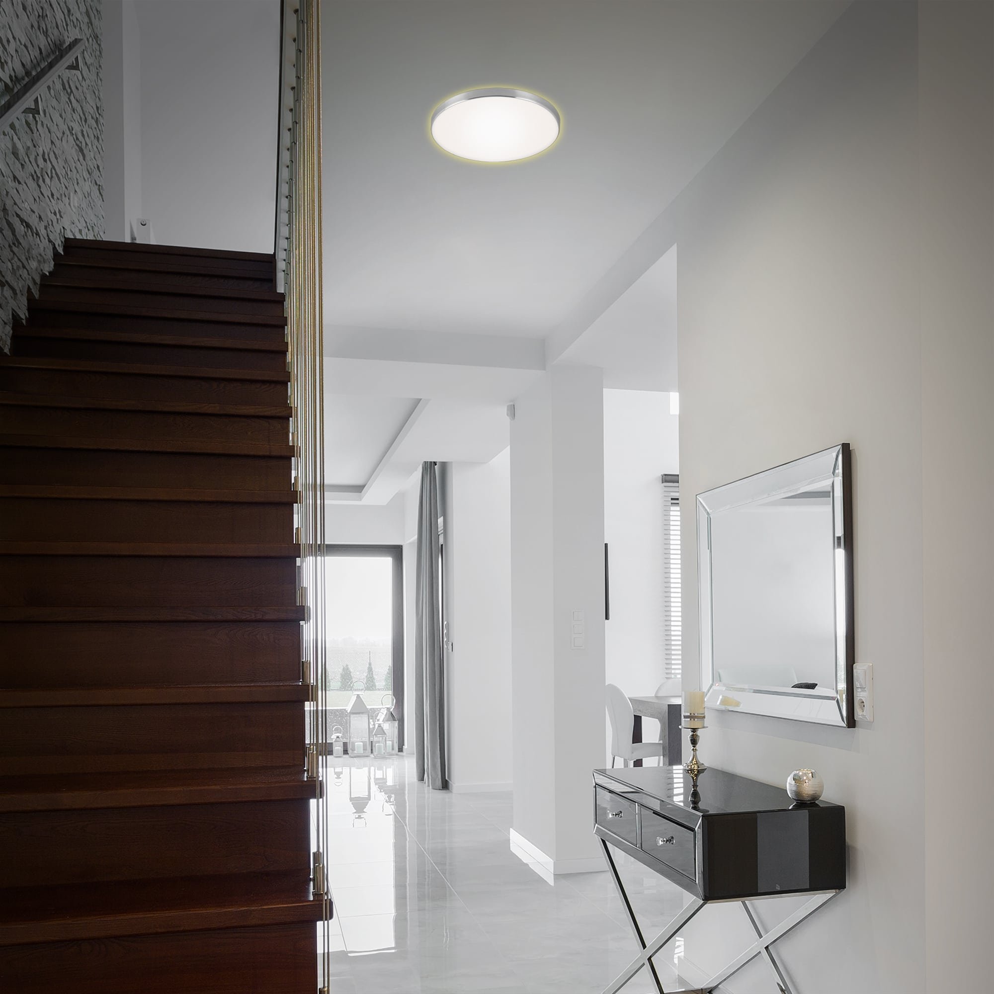 BRI 3443-119 LED stropní svítidlo, pr. 28,5 cm, 12 W, hliník-bílé - BRILONER (obrázek 3)