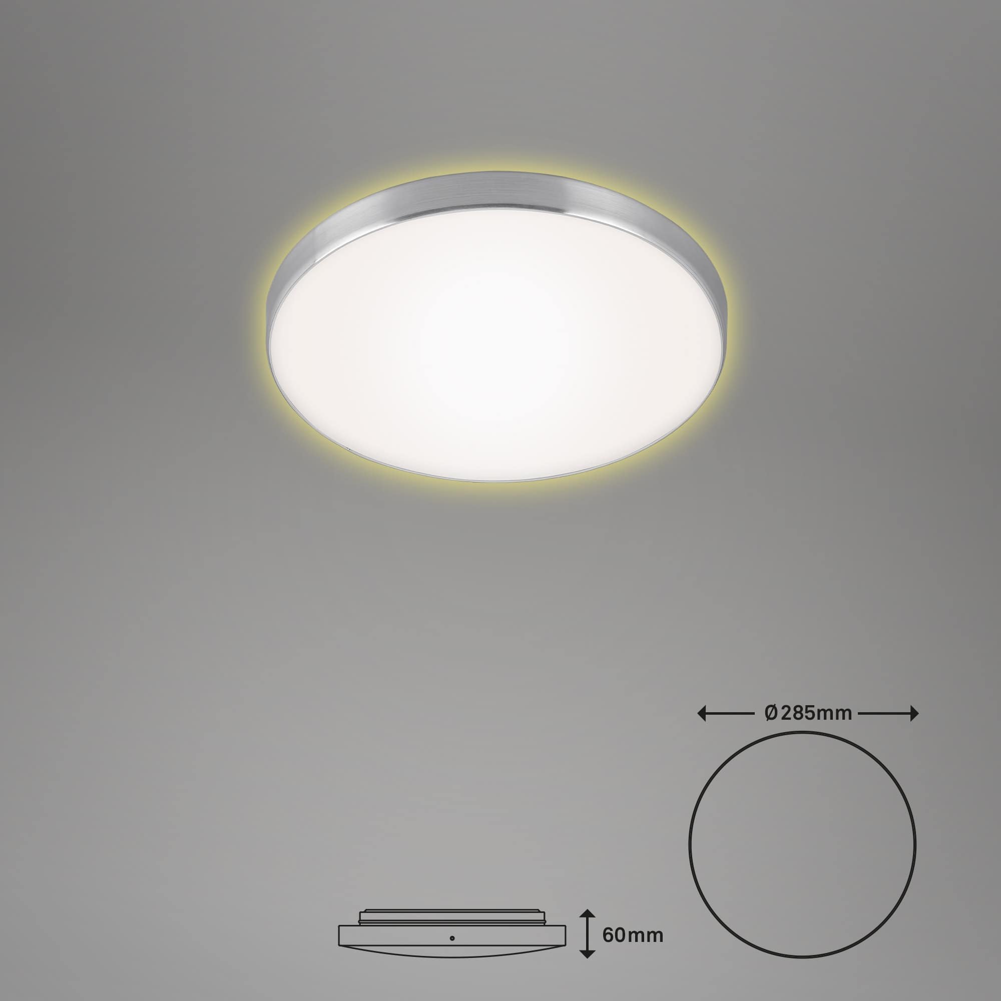 BRI 3443-119 LED stropní svítidlo, pr. 28,5 cm, 12 W, hliník-bílé - BRILONER (obrázek 4)