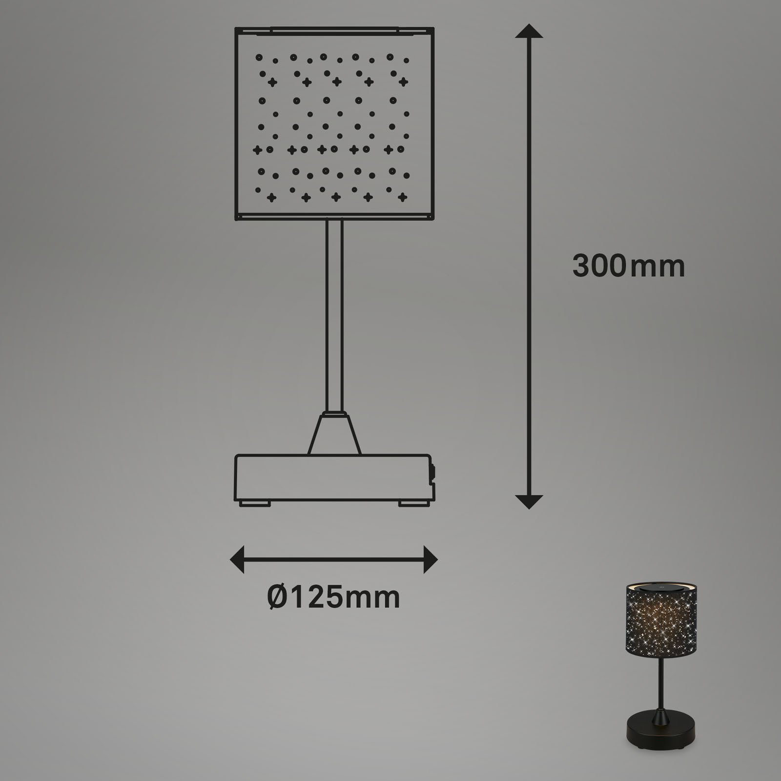 BRILO 7443-015 LED bateriové stolní svítidlo, pr.12,5 cm, LED modul, 3W, 350 lm, černá - BRILO (obrázek 7)